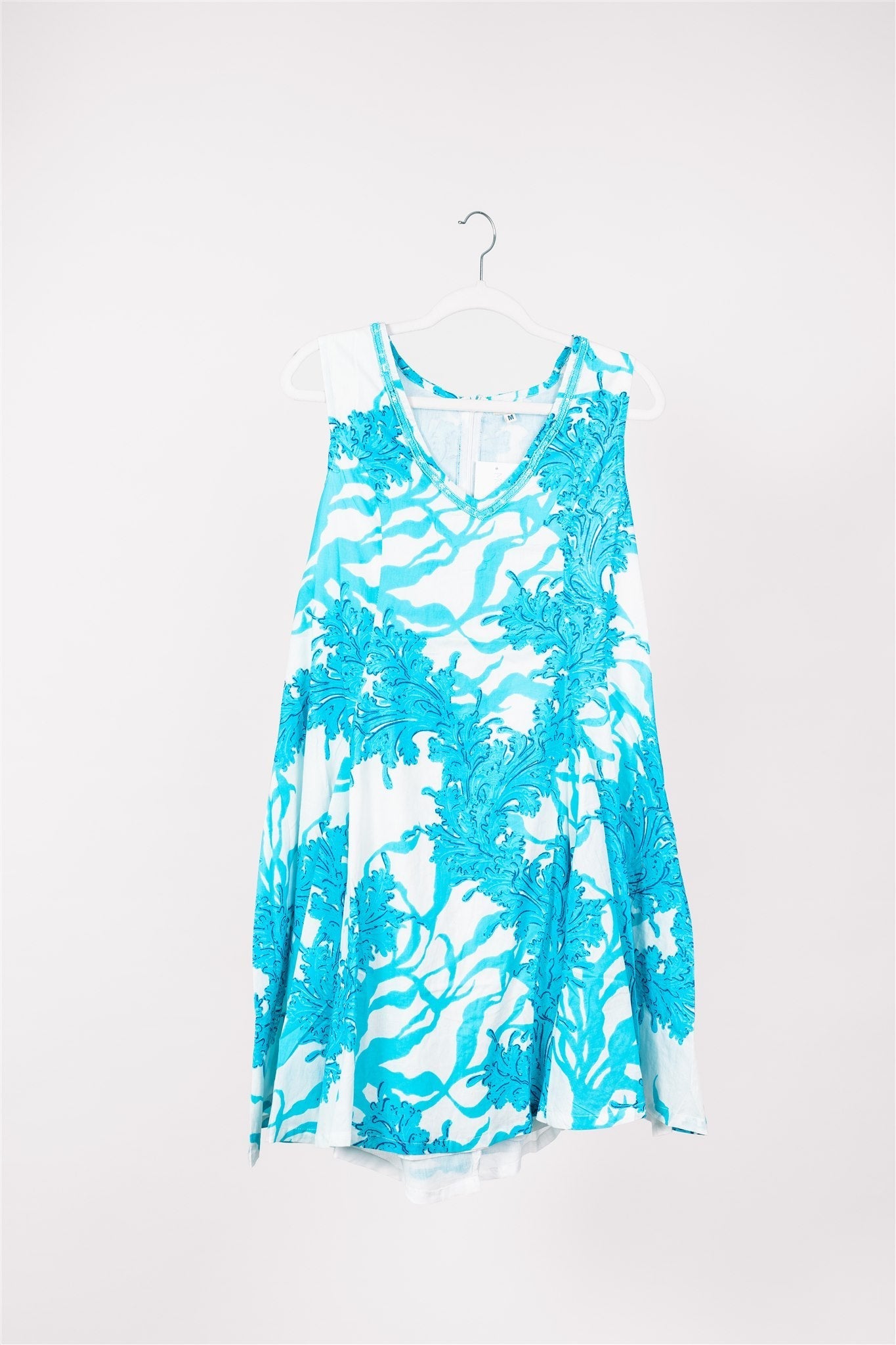 Enrica Dress Big Coral White Blue