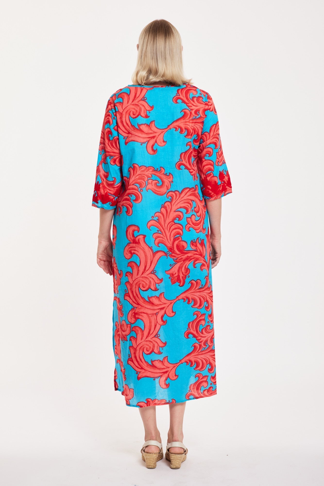Elina Maxi Dress Baroque Swirl Blue Red