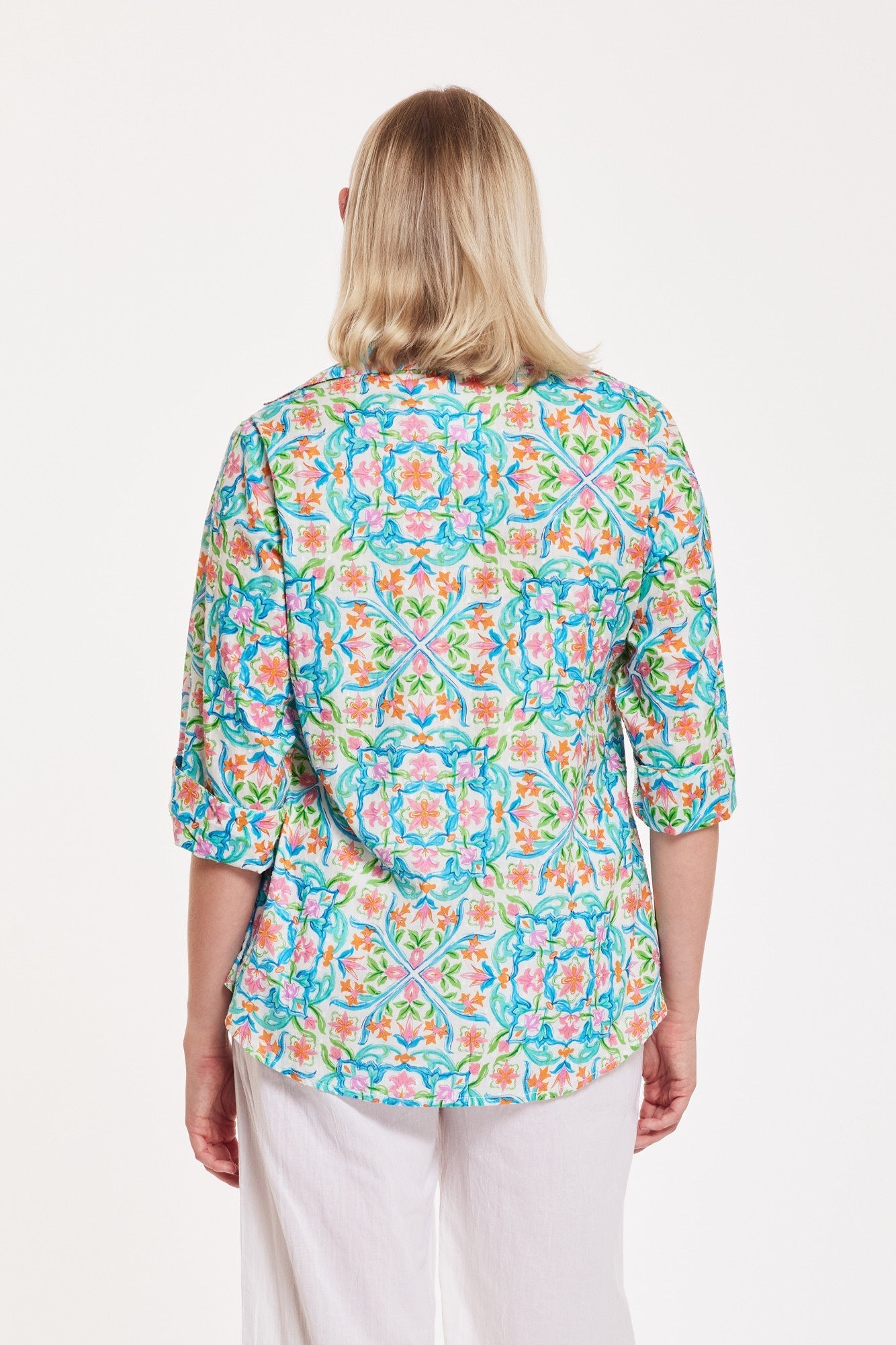 Rosalia Blouse Garden Majolica White Multi