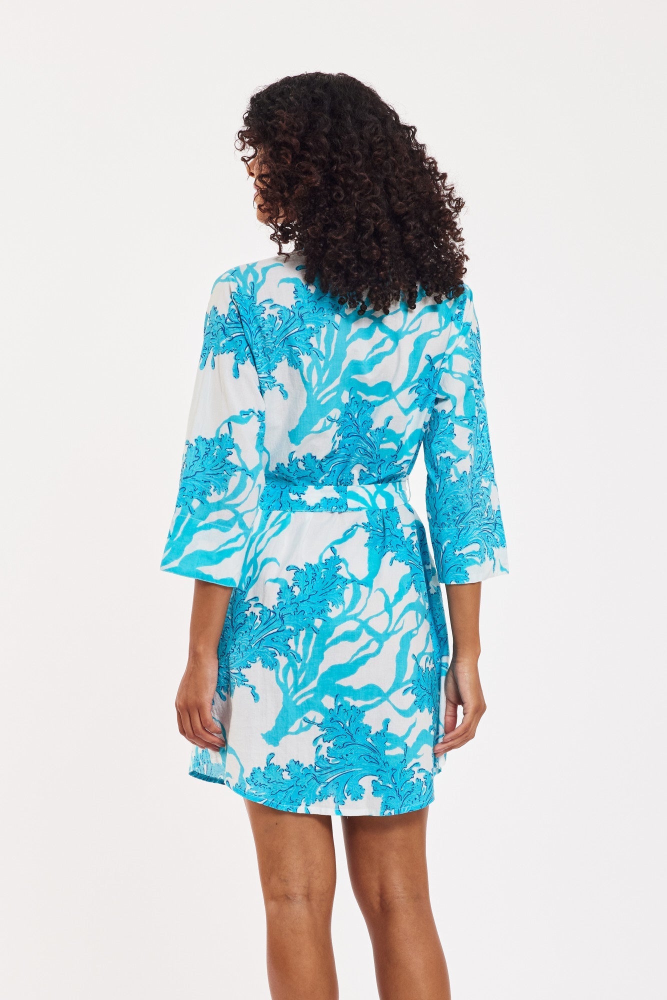 Carlotta Shirt Dress Big Coral White Blue