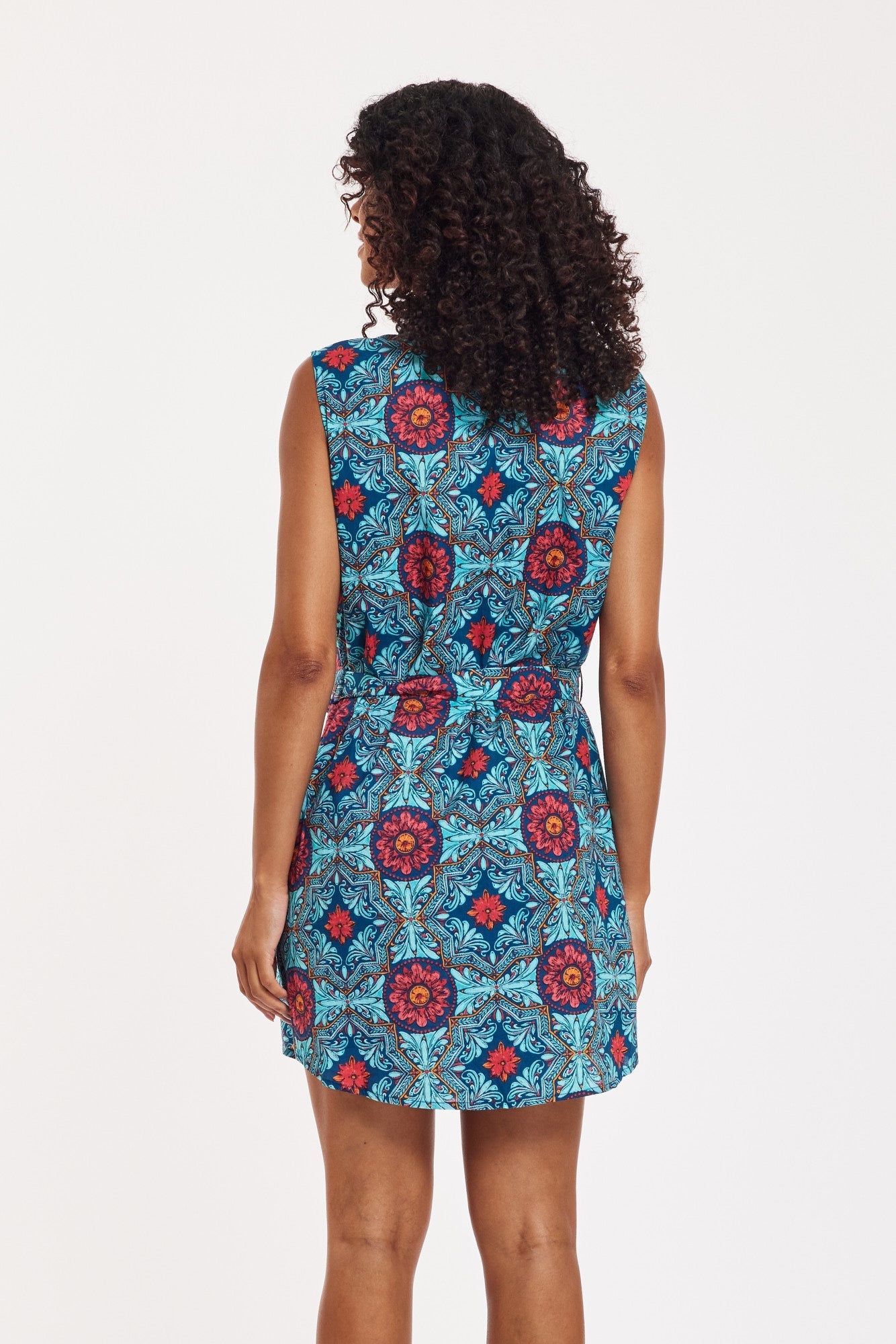 Carlotta Shirt Dress Kaleidoscope Navy Green Pink