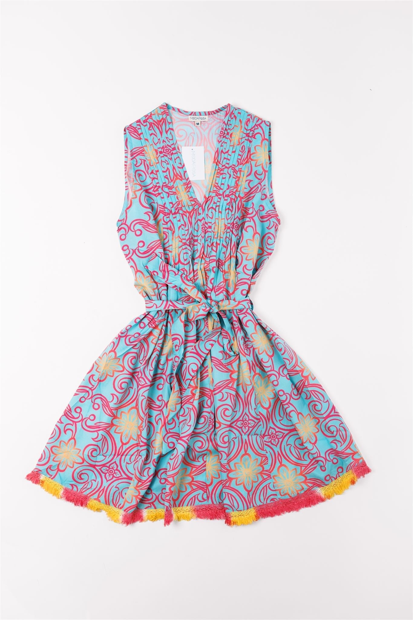 Felice Dress Majolica Arbor Blue Red Gold