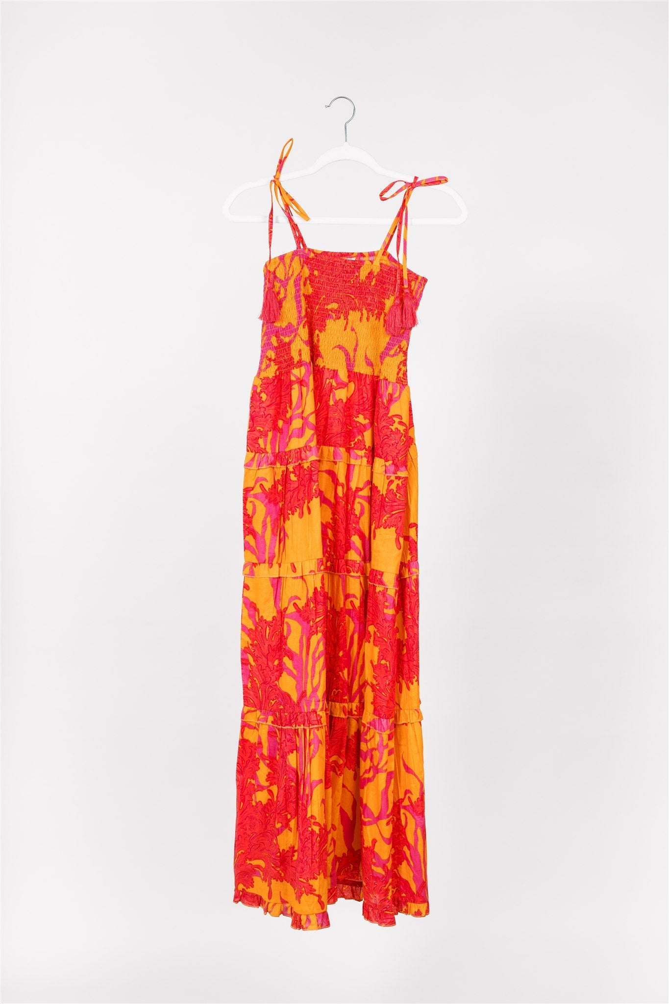 Dianora Maxi Dress Big Coral Orange Fuchsia