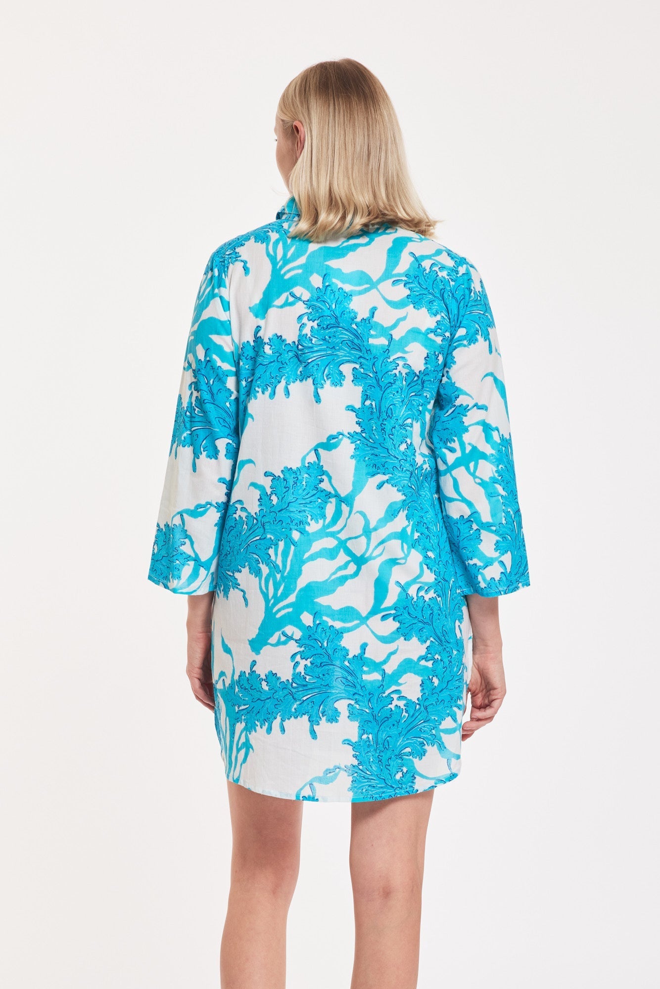Gabriella Dress Big Coral White Blue