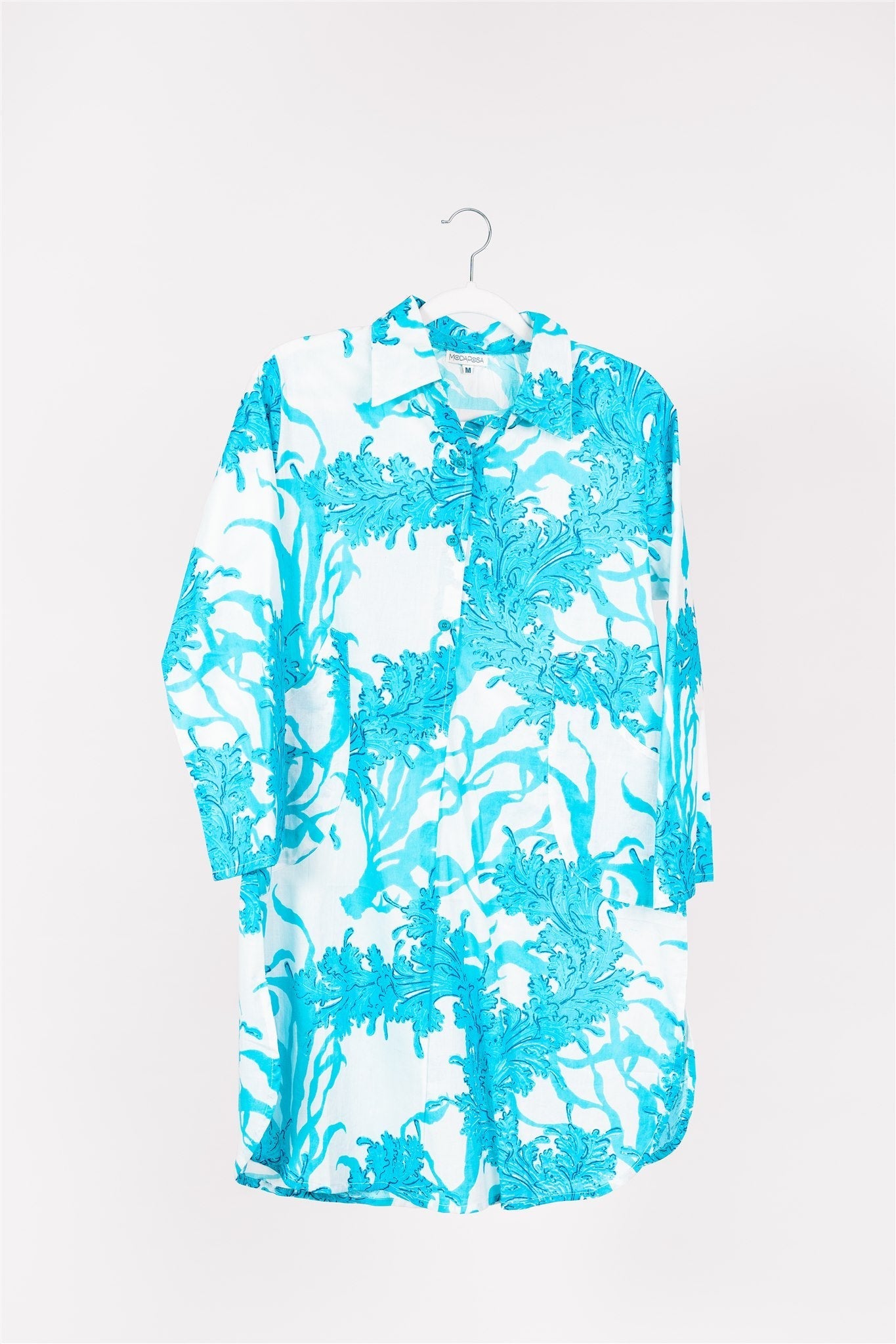 Gabriella Dress Big Coral White Blue