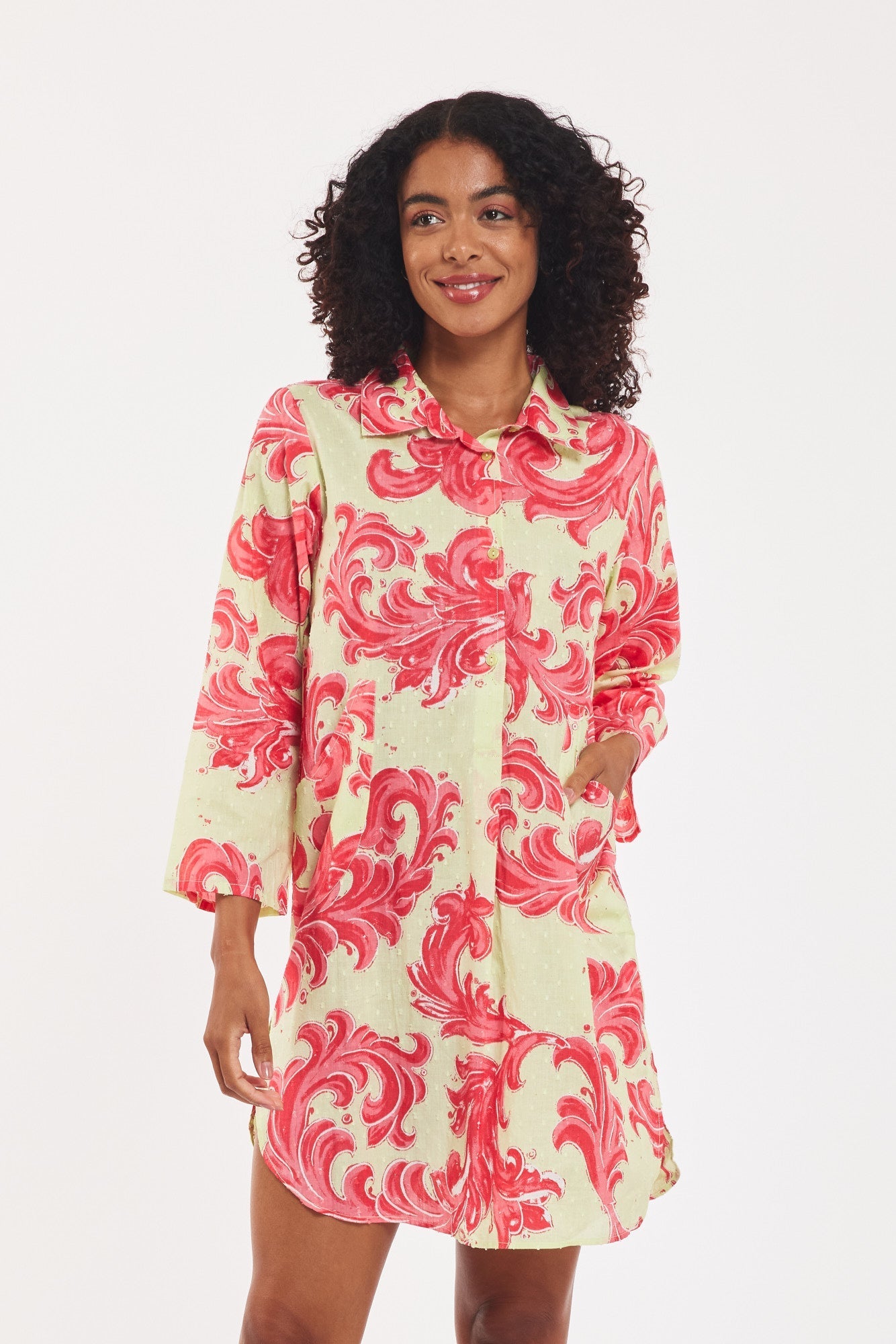 Gabriella Dress Baroque Swirl Pistachio Pink