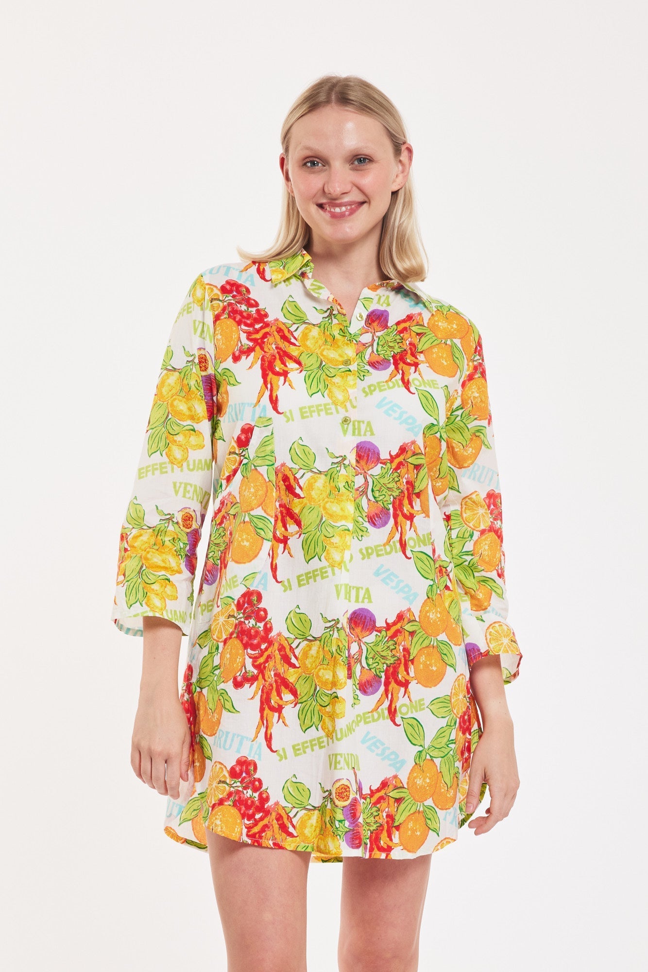 Gabriella Dress Fruttivendolo White Multi