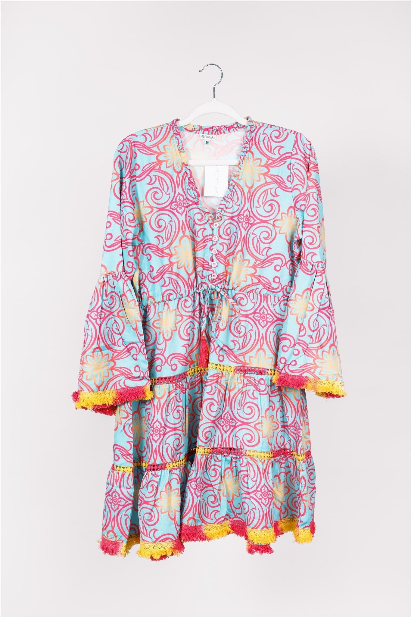 Desideria Dress Majolica Arbor Blue Red Gold