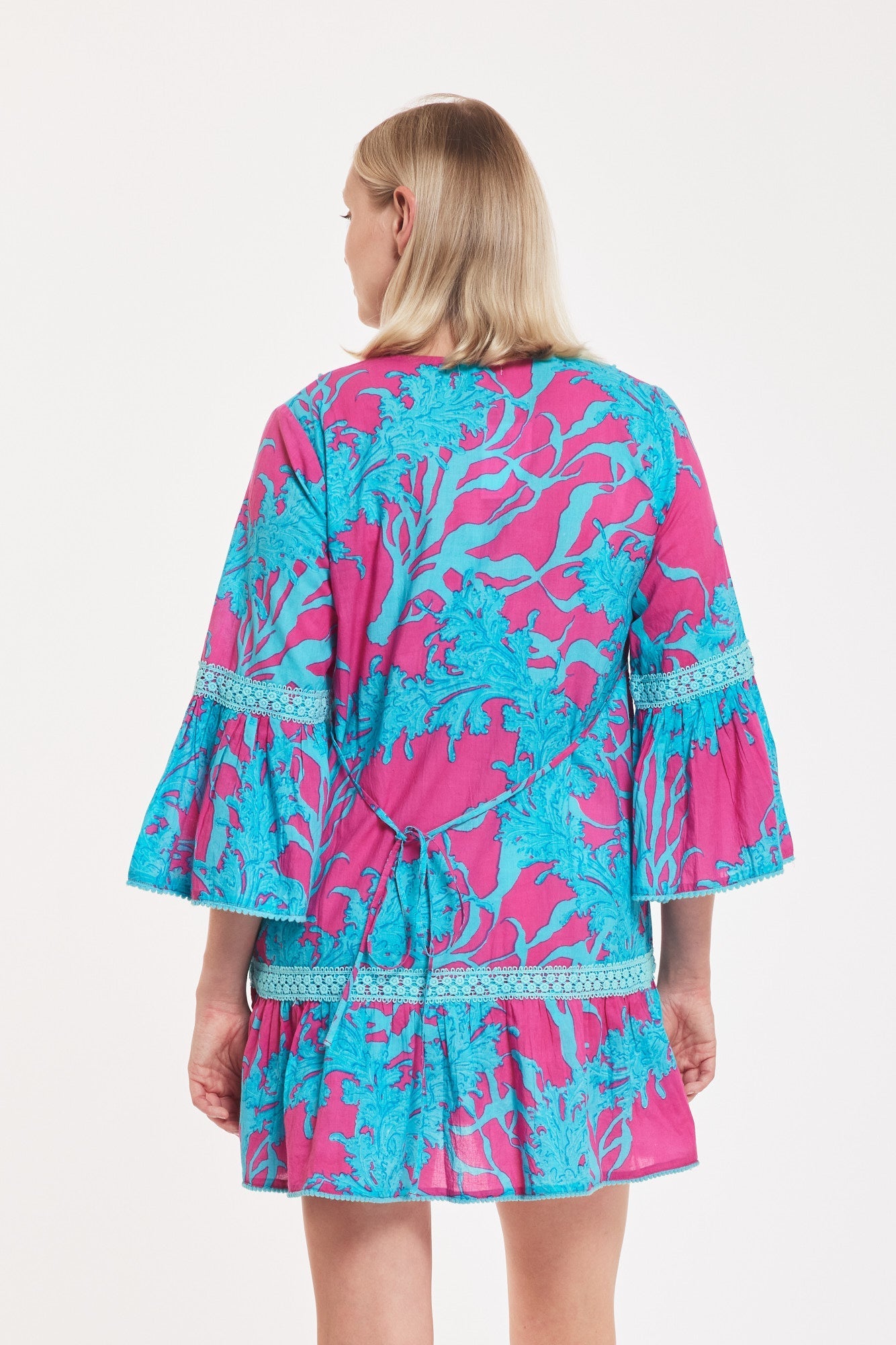 Ilaria Dress Big Coral Super Pink Blue
