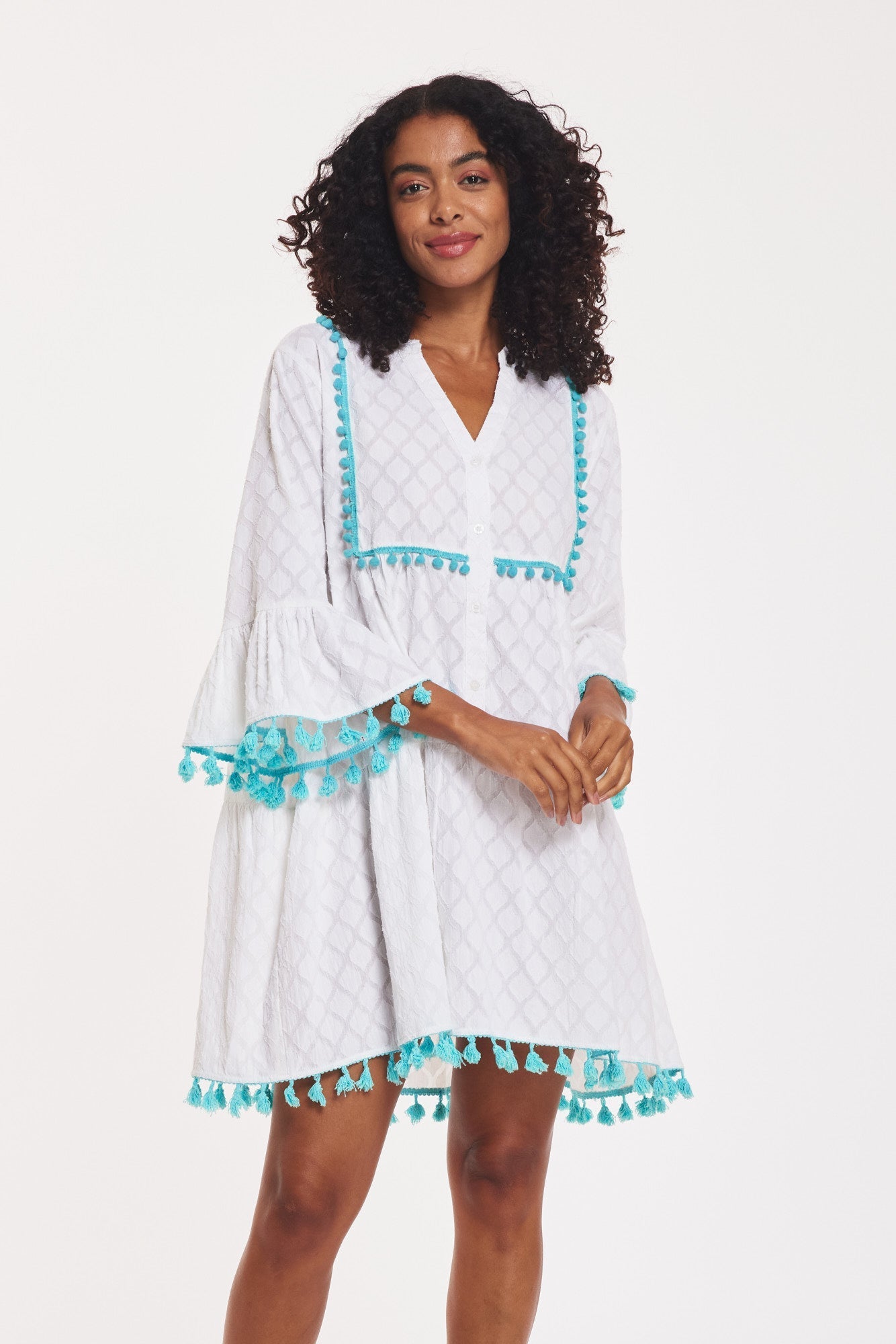 Marilda Dress White Cotton Jacquard