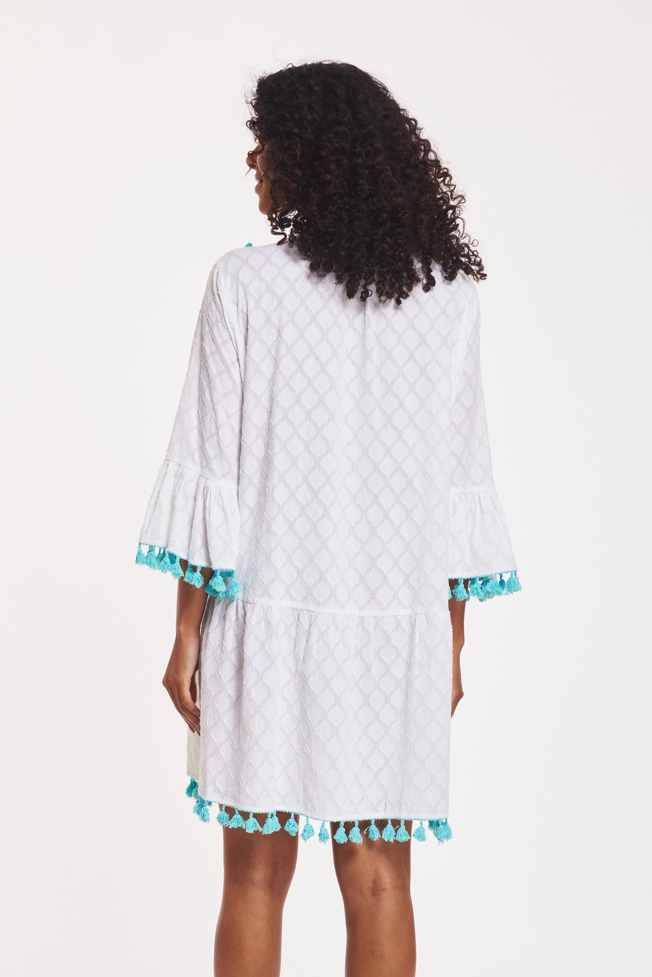 Marilda Dress White Cotton Jacquard