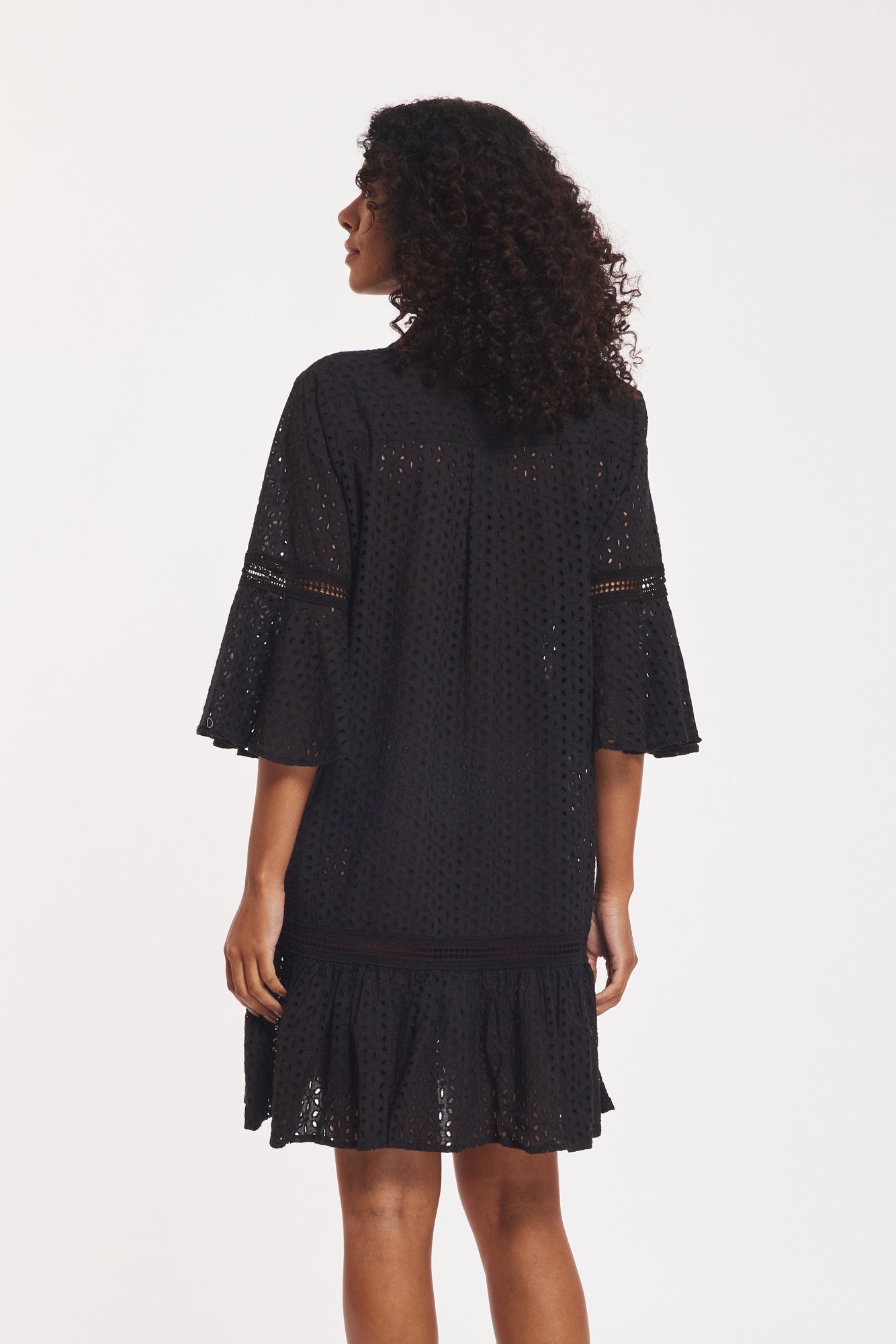 Delaney Midi Dress Black Eyelet