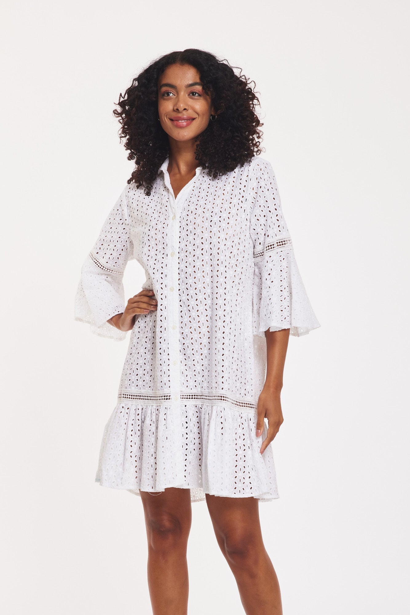 - Delaney Midi Dress White Cotton Cambric