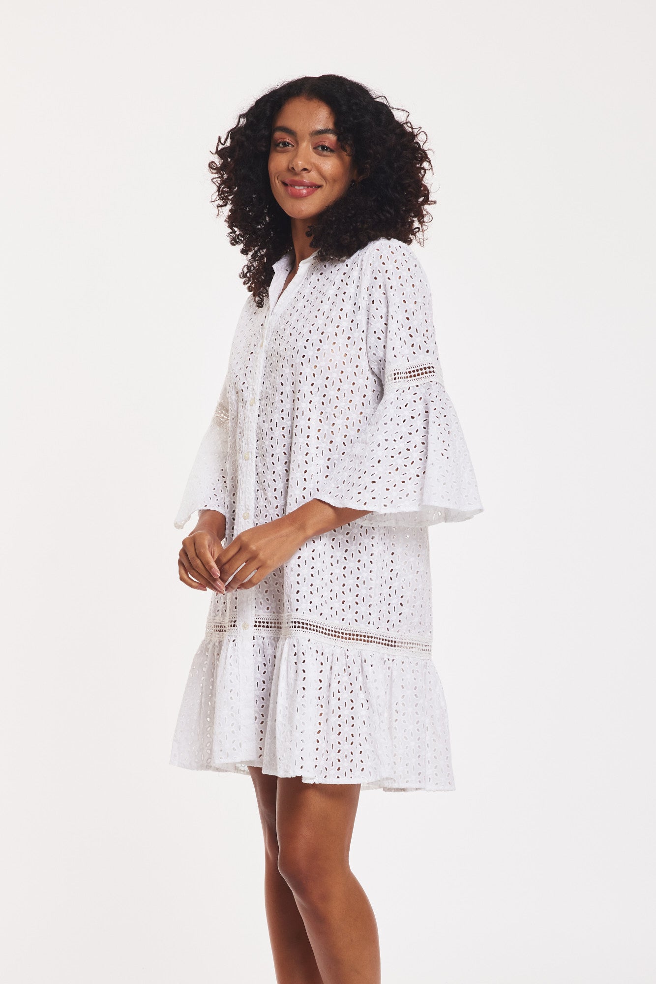 - Delaney Midi Dress White Cotton Cambric