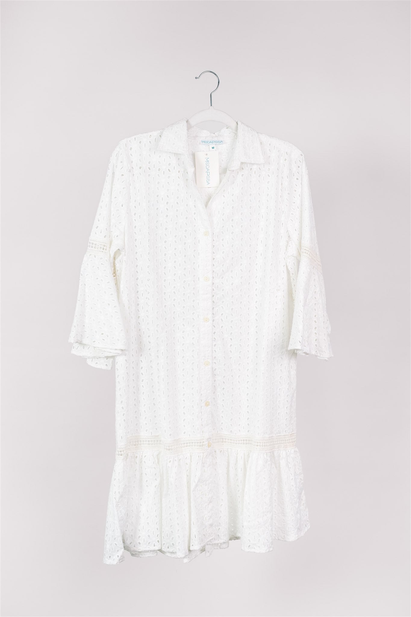 - Delaney Midi Dress White Cotton Cambric