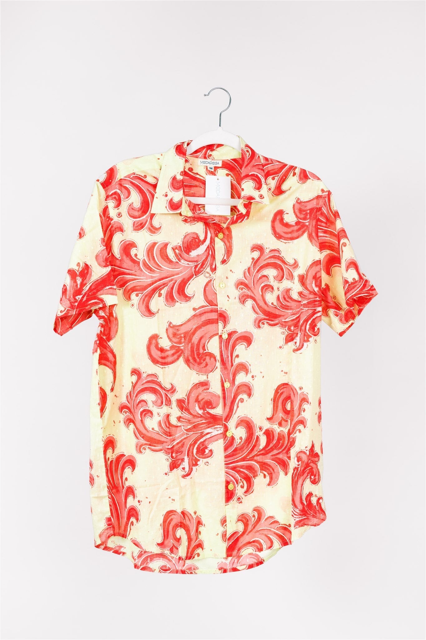 Aurelio Men's Shirt Baroque Swirl Pistachio Pink