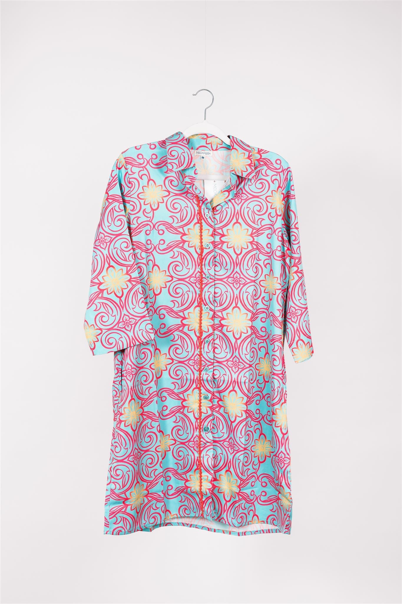 Preorder - Carlotta Shirt Dress Majolica Arbor Blue Red Gold