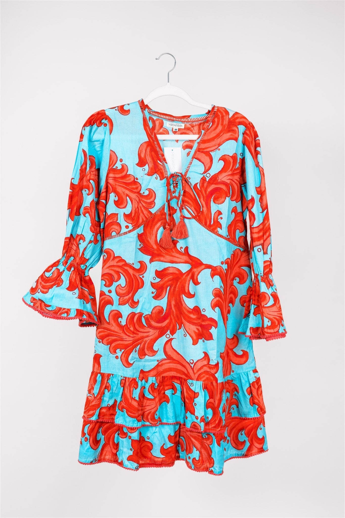 Preorder - Brigida Dress Baroque Swirl Blue Red