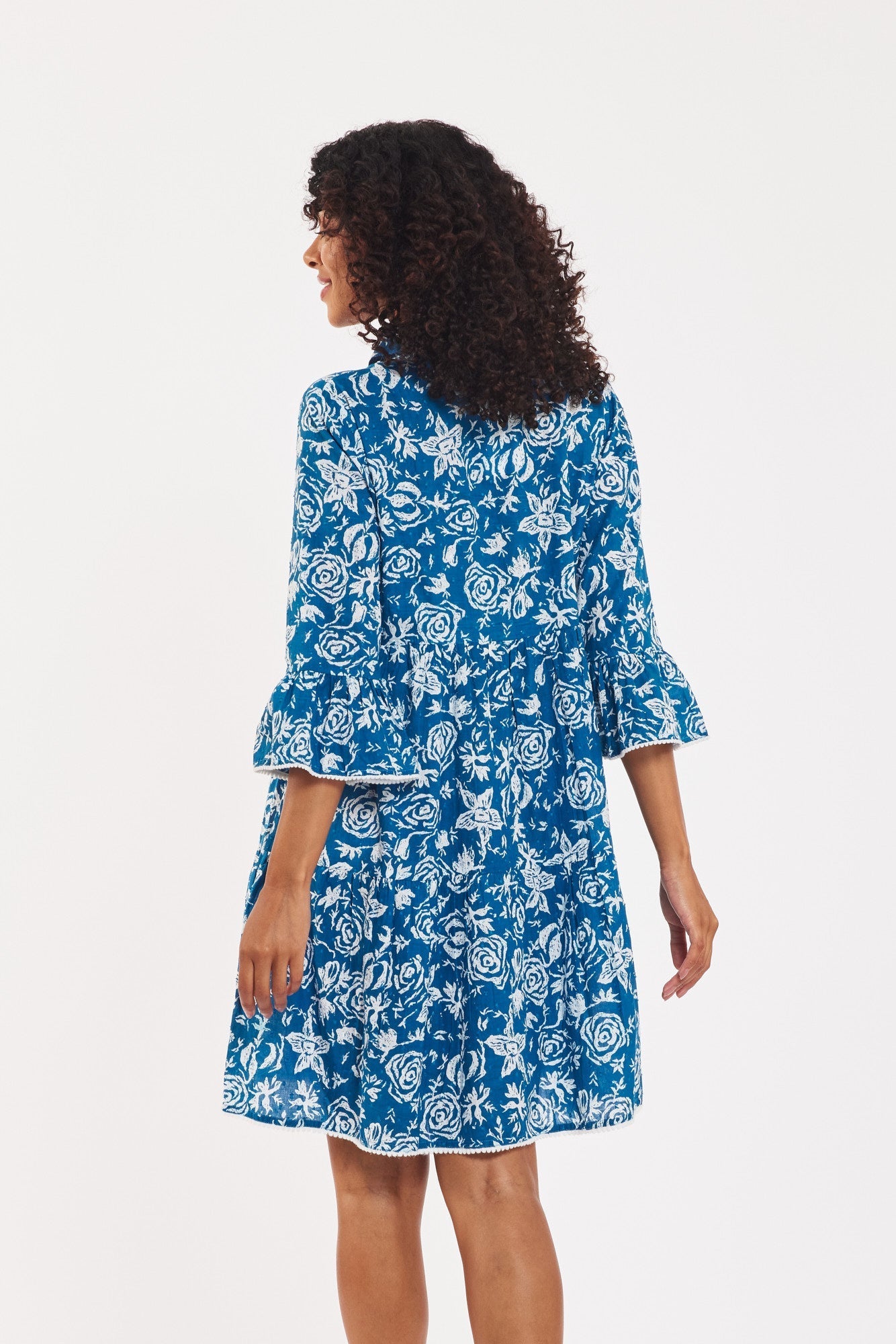 Preorder - Cadenza Dress Floral Repeat Navy White