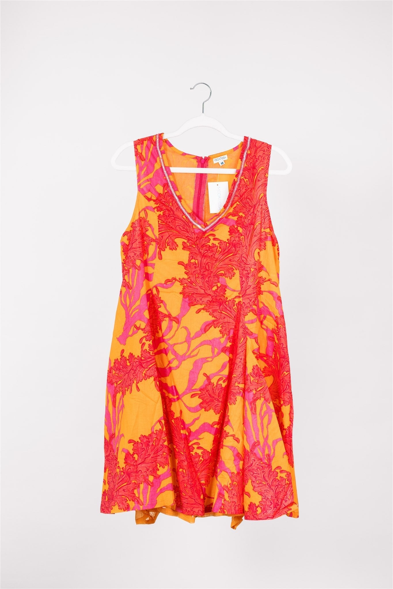 Preorder - Enrica Dress Big Coral Orange Fuchsia