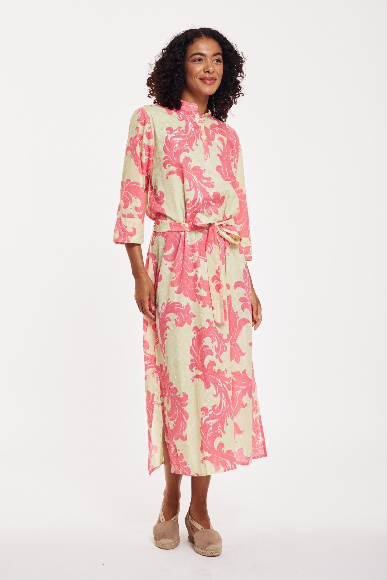 Preorder - Elina Maxi Dress Baroque Swirl Pistachio Pink