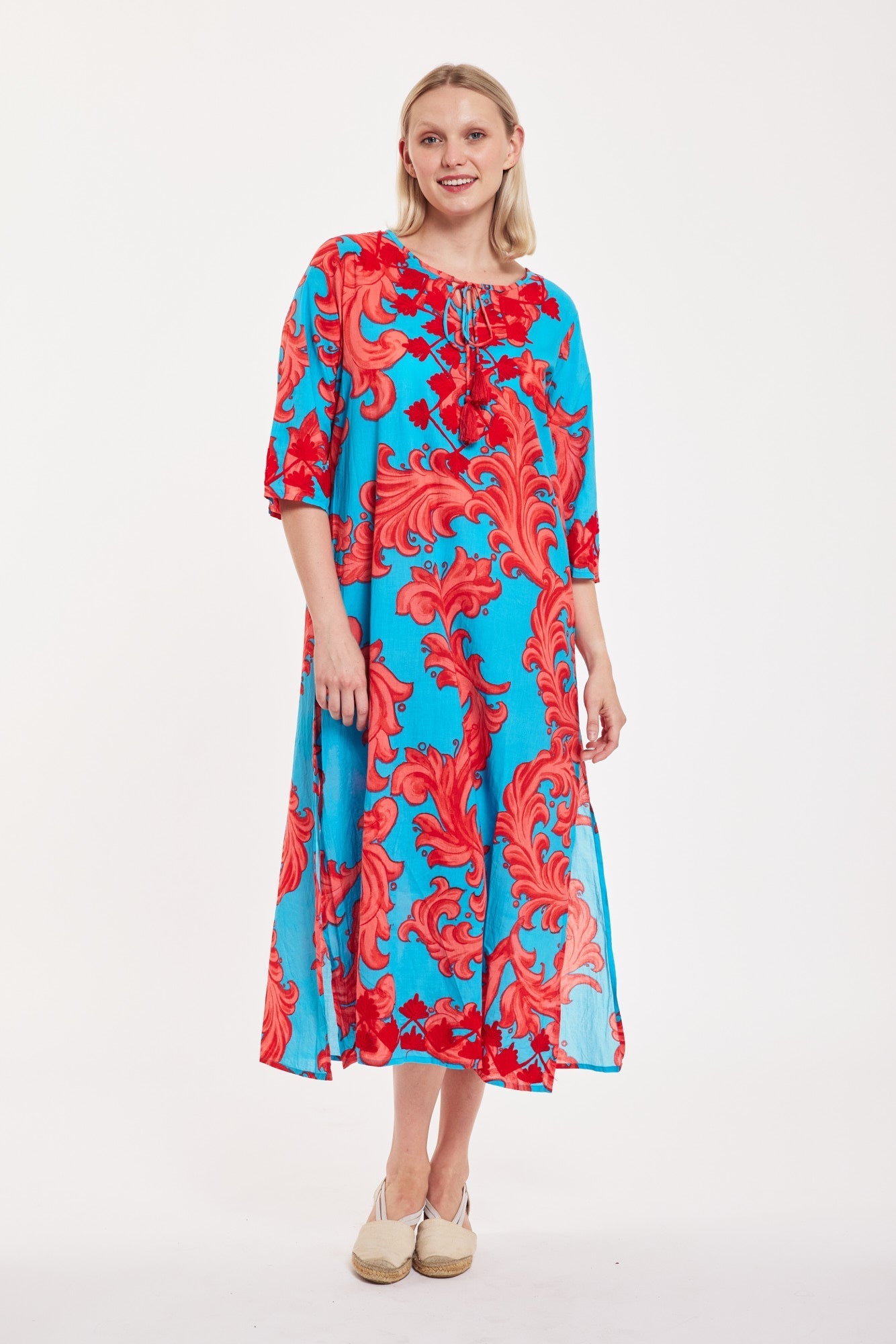 Preorder - Elina Maxi Dress Baroque Swirl Blue Red