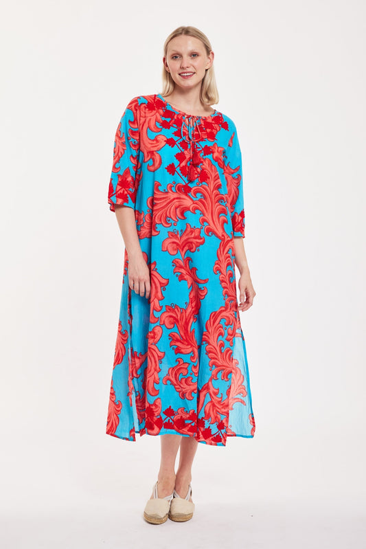 Elina Maxi Dress Baroque Swirl Blue Red