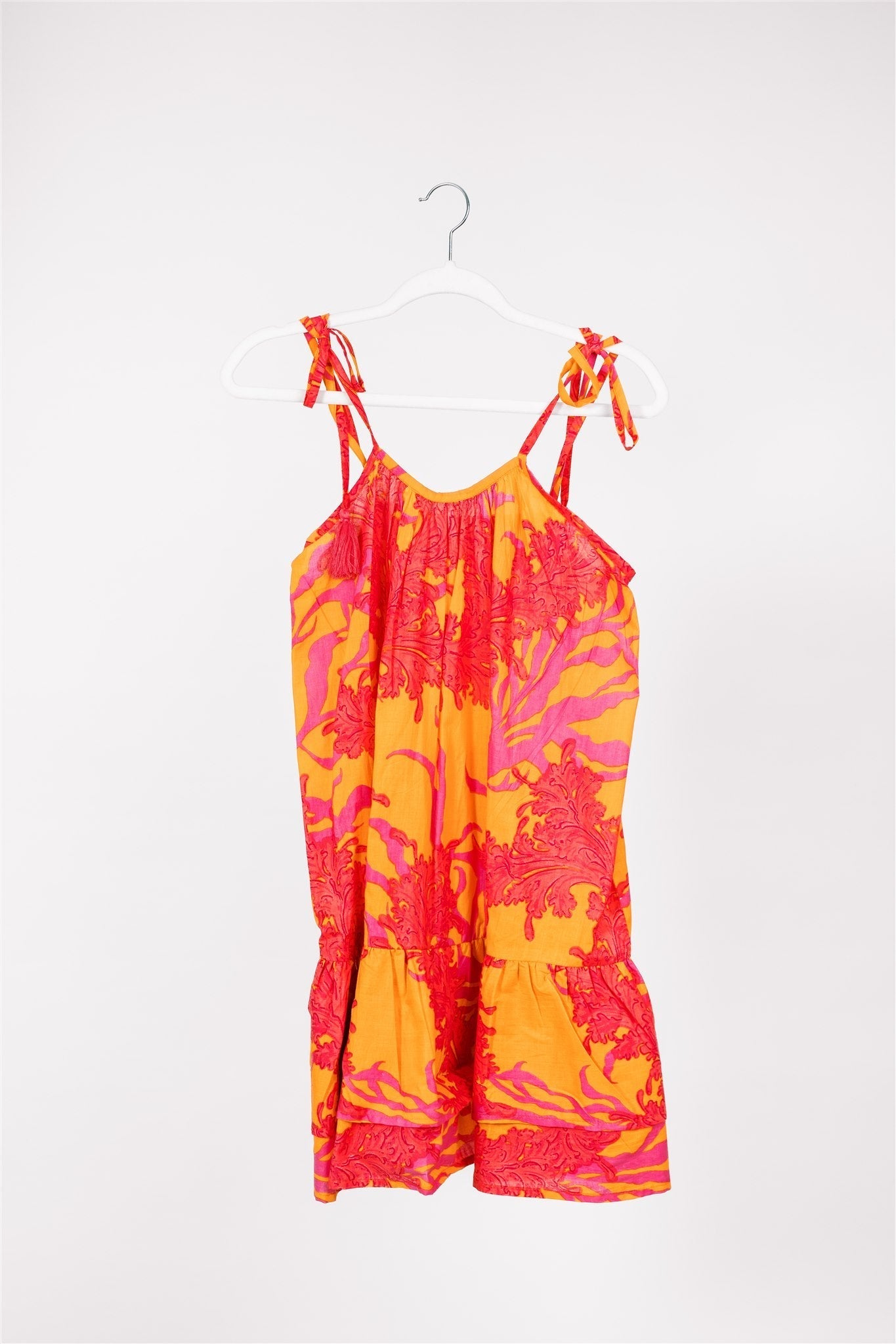 Preorder - Tonia Dress Big Coral Orange Fuchsia