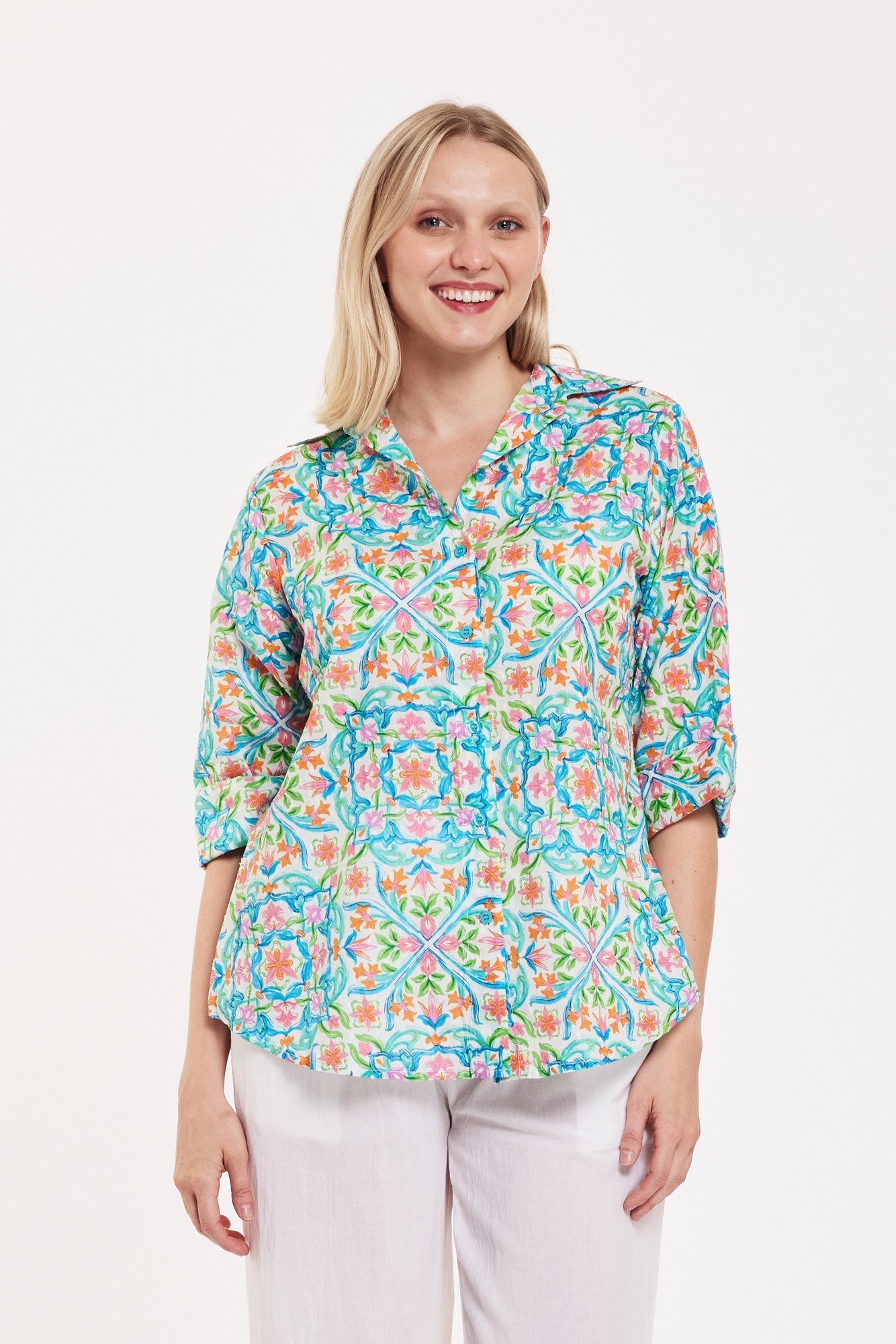 Preorder - Rosalia Blouse Garden Majolica White Multi