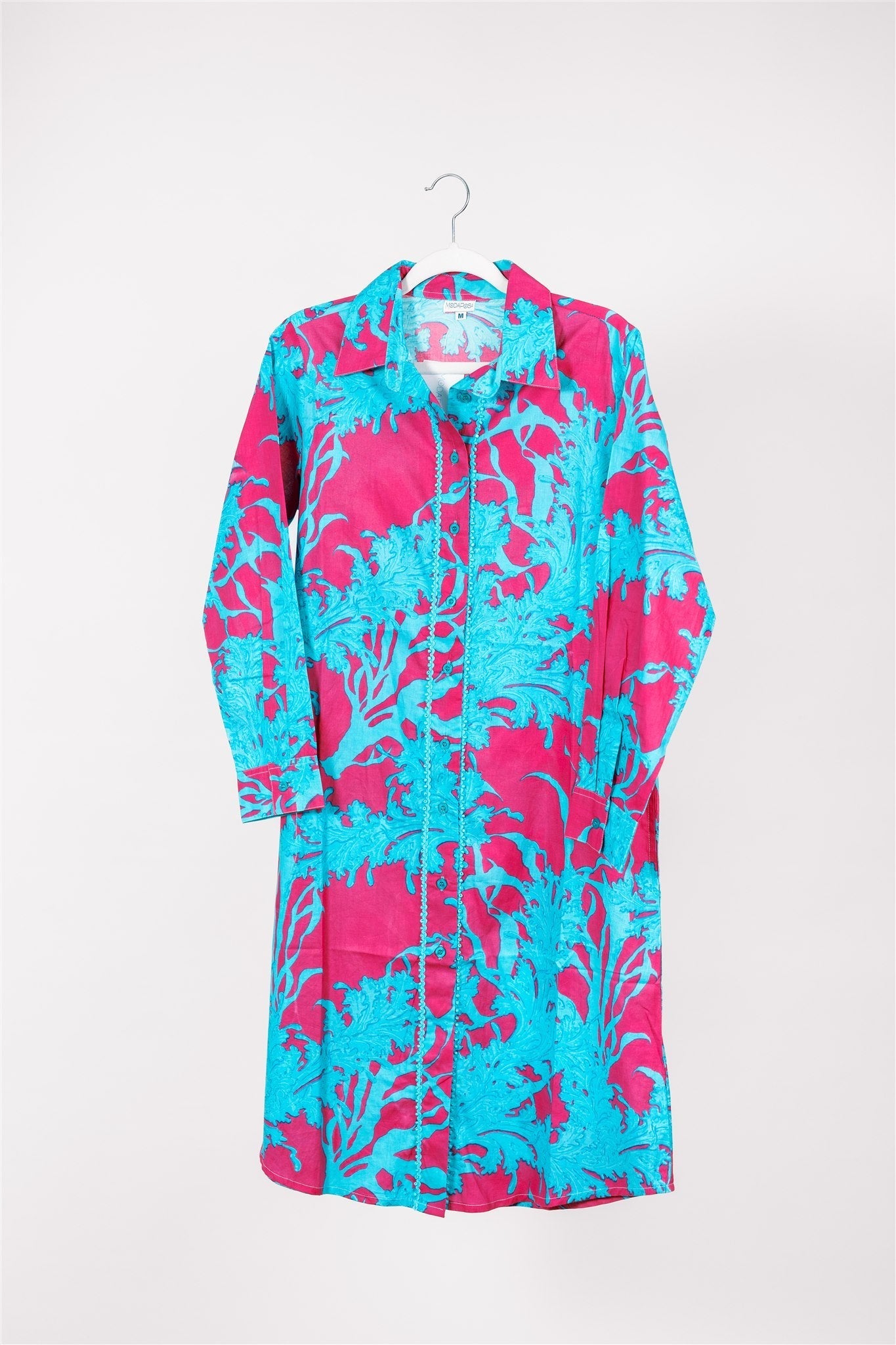 Preorder - Carlotta Midi Shirt Dress Big Coral Super Pink Blue