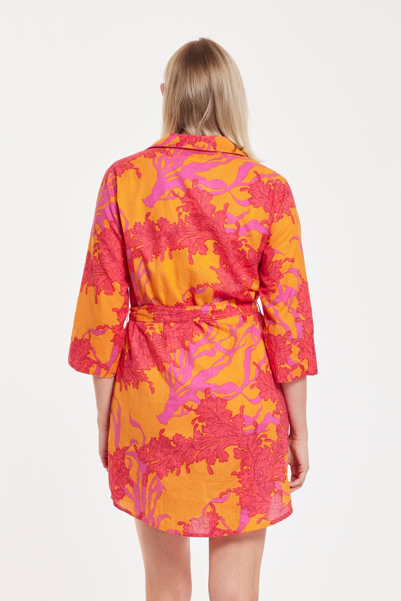 Preorder - Carlotta Shirt Dress Big Coral Orange Fuchsia