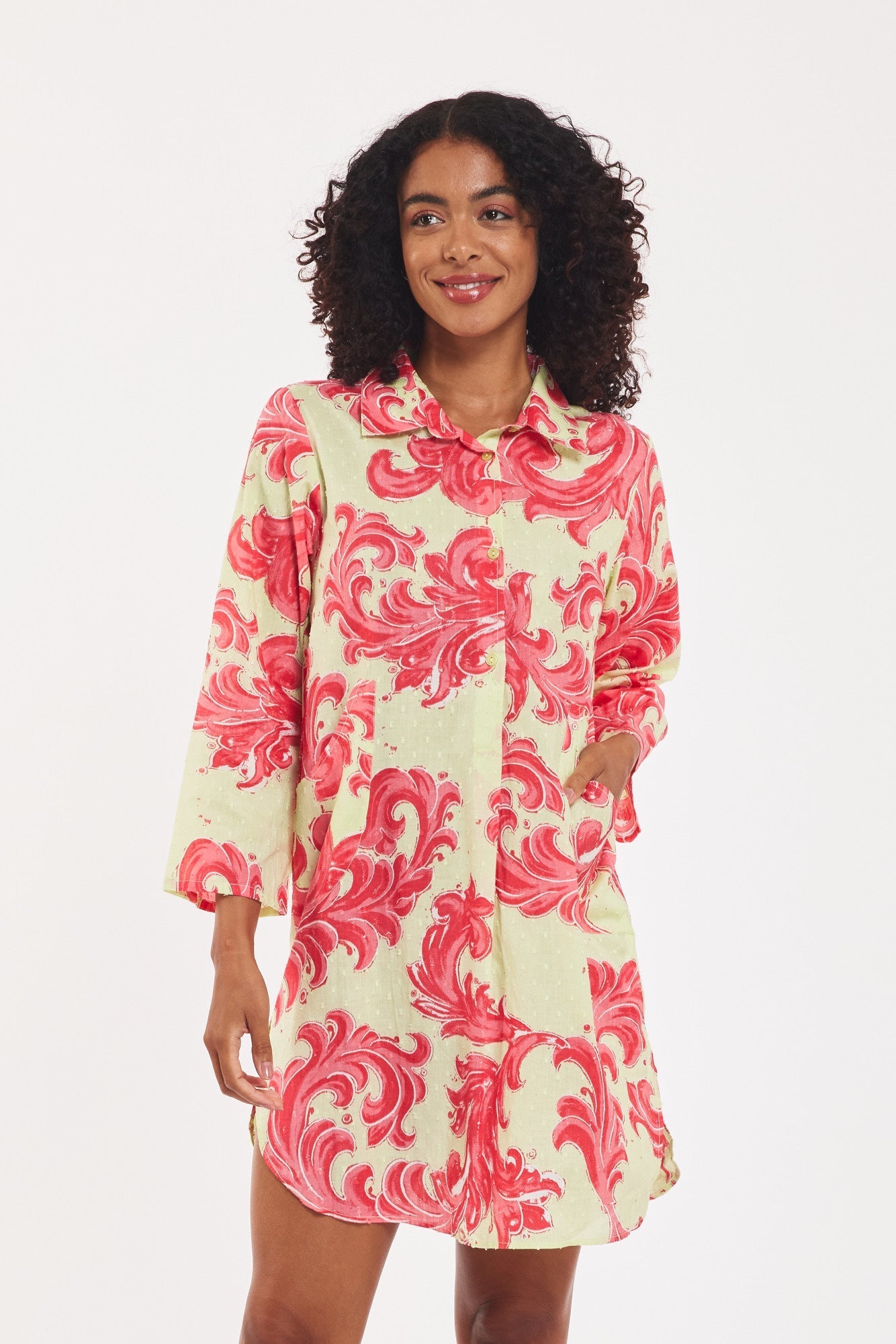 Preorder - Gabriella Dress Baroque Swirl Pistachio Pink