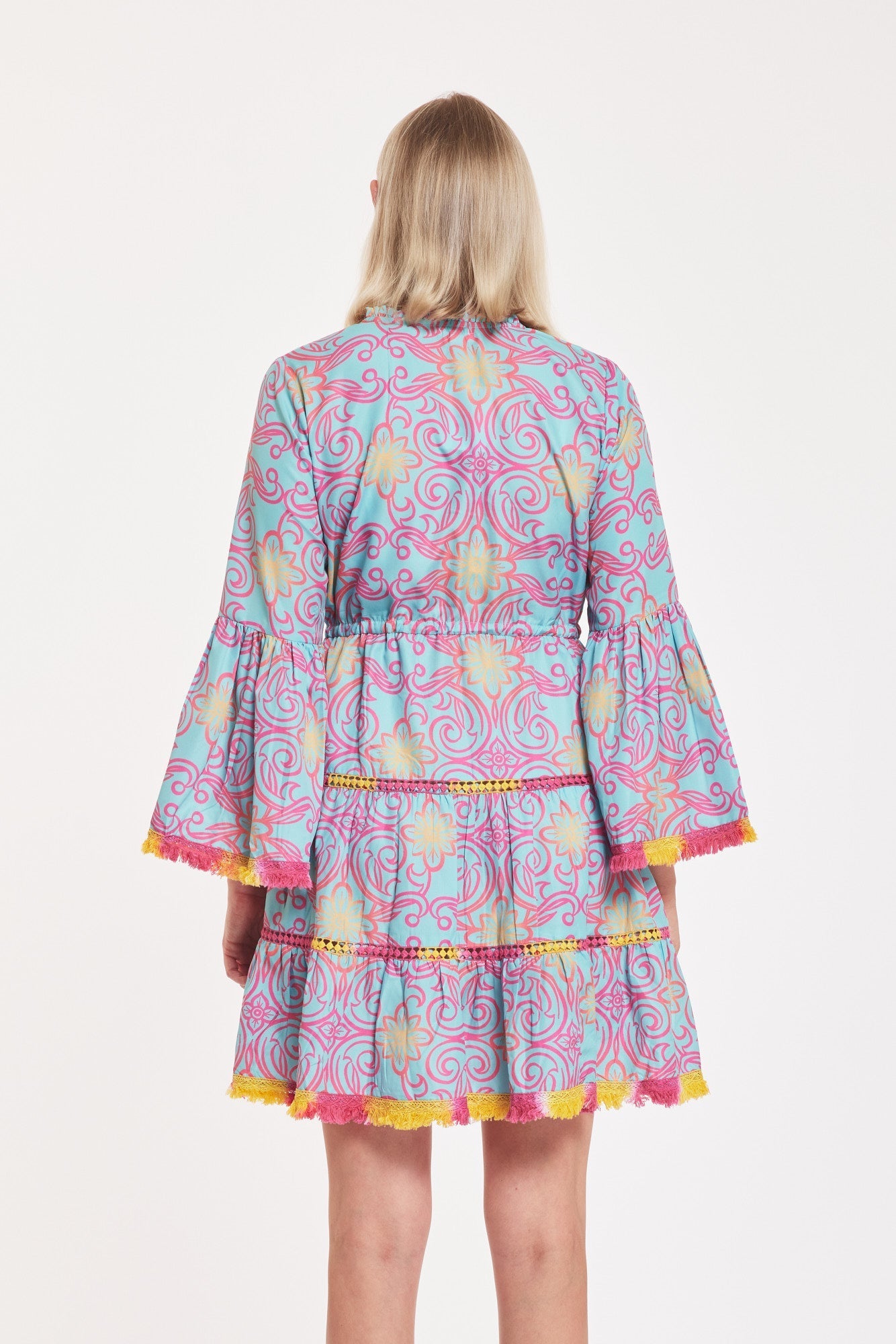 Preorder - Desideria Dress Majolica Arbor Blue Red Gold