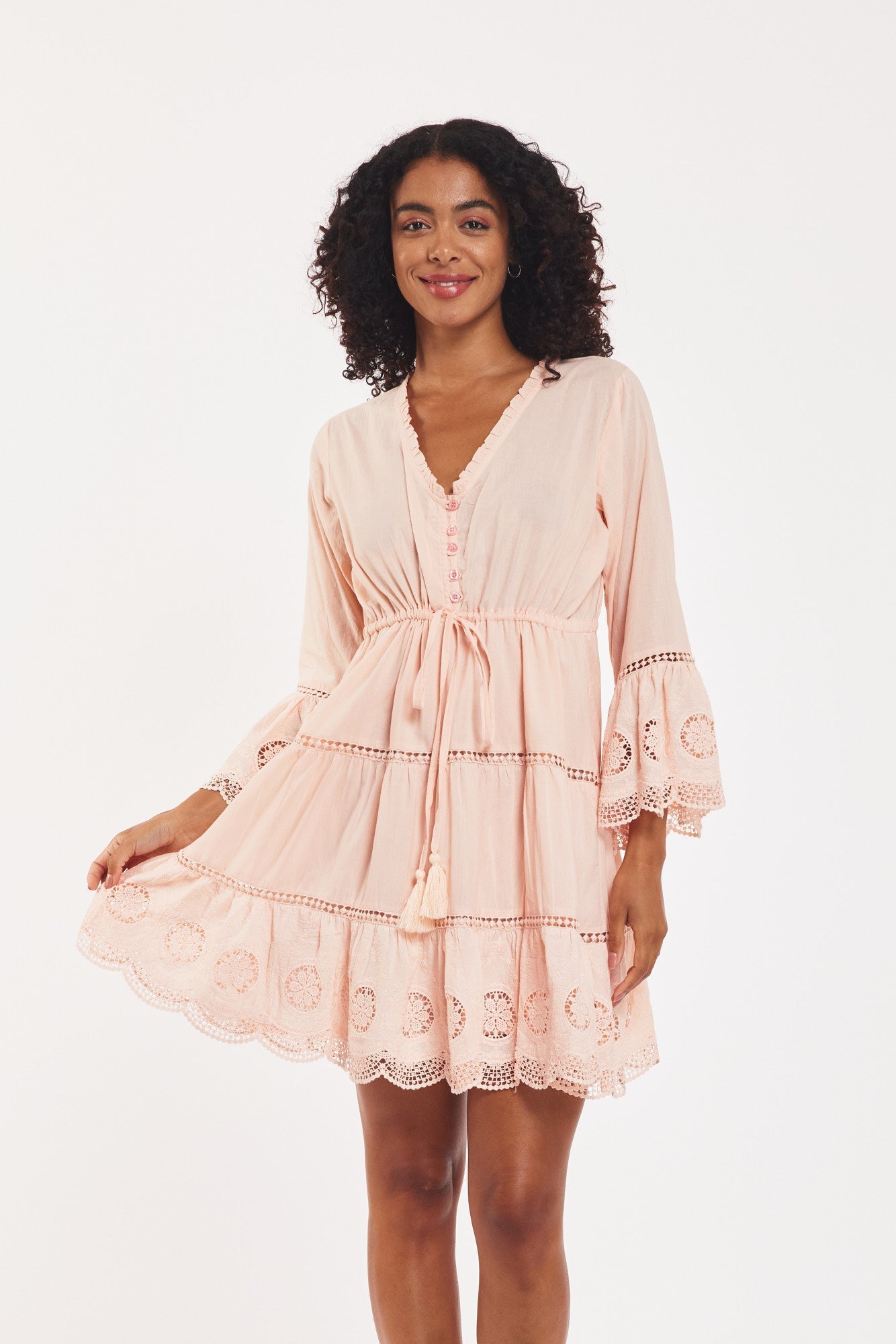 Preorder - Desideria Dress Seashell Beige Cotton Lace