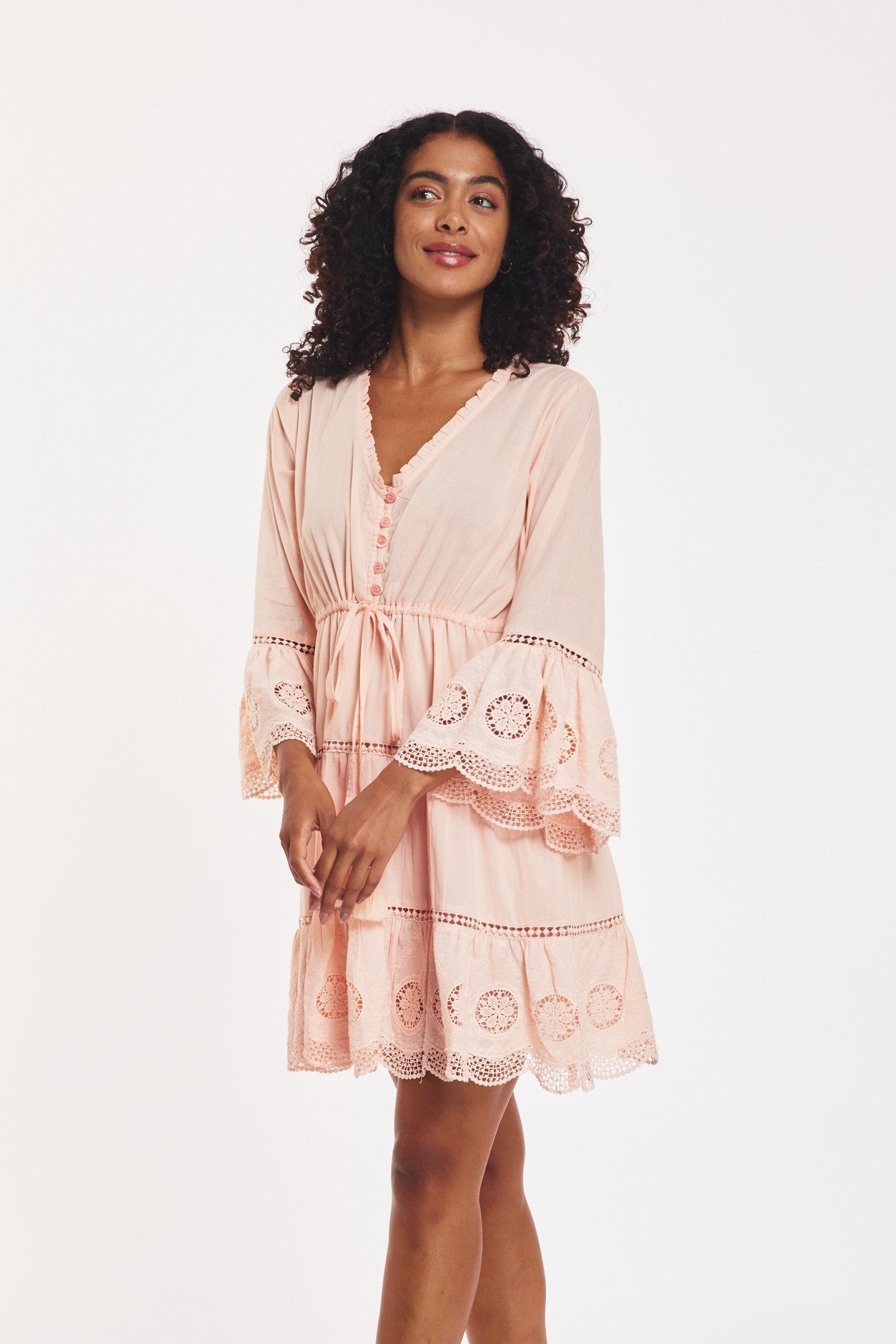 Preorder - Desideria Dress Seashell Beige Cotton Lace