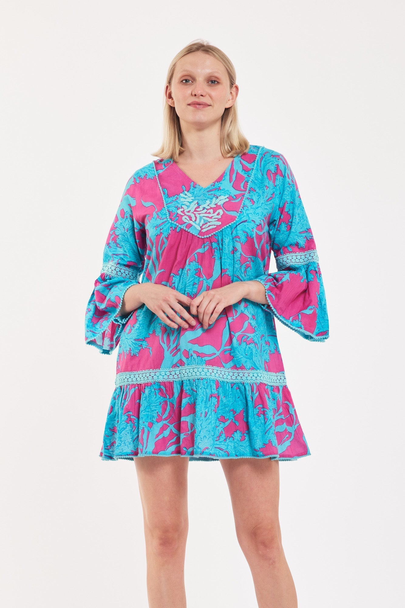 Preorder - Ilaria Dress Big Coral Super Pink Blue