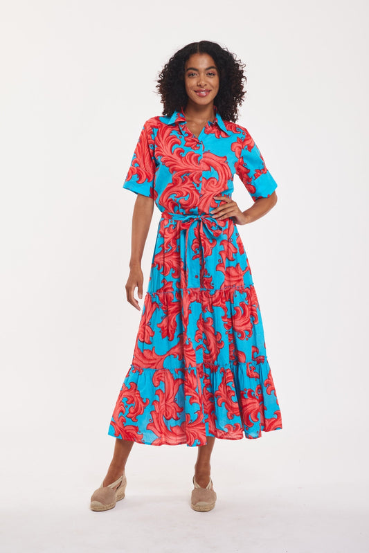 Alcee Maxi Dress Baroque Swirl Blue Red