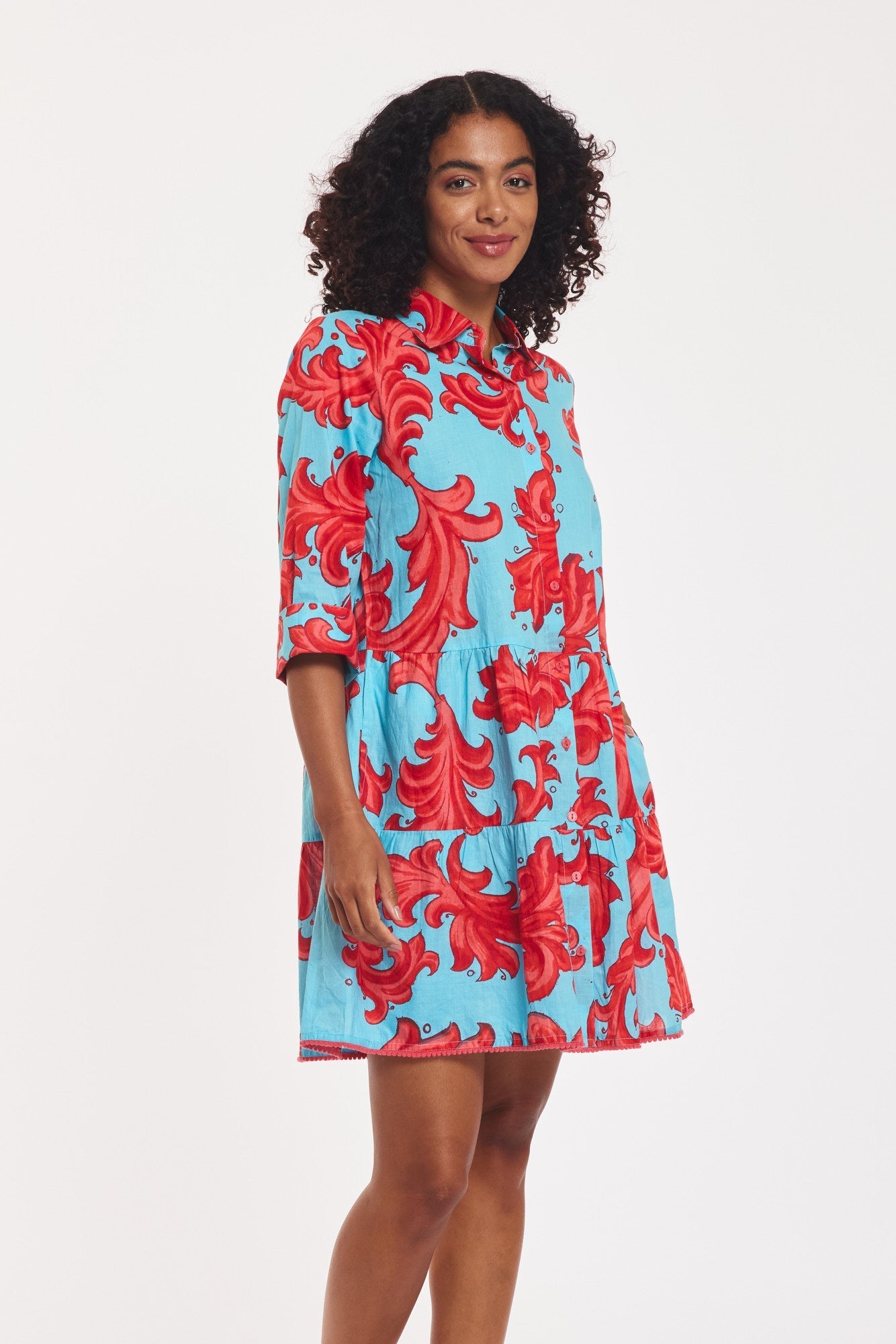 Preorder - Alcee Dress Baroque Swirl Blue Red