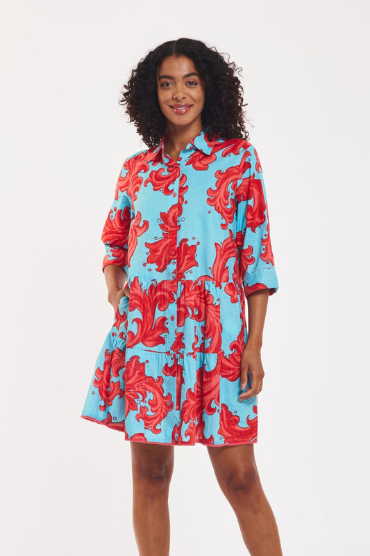 Alcee Dress Baroque Swirl Blue Red