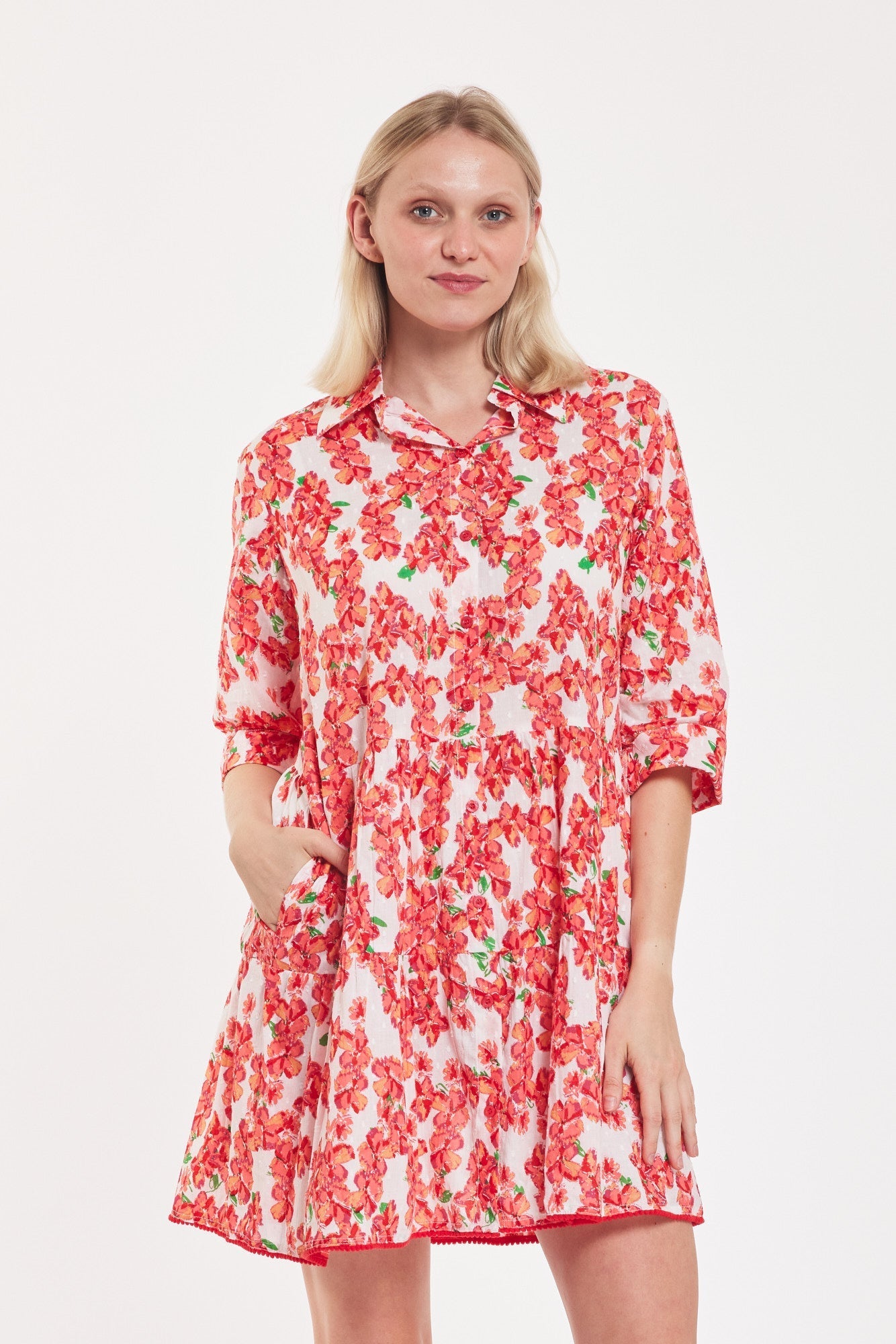 Preorder - Alcee Dress Bougainvillea White Poppy