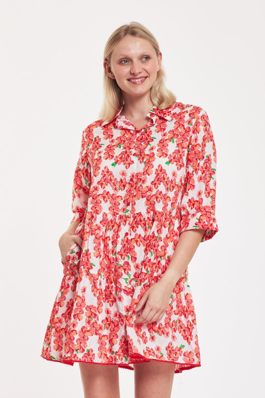 Preorder - Alcee Dress Bougainvillea White Poppy