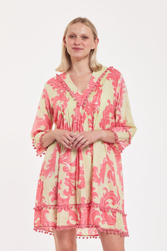 Preorder - Pamela Dress Baroque Swirl Pistachio Pink