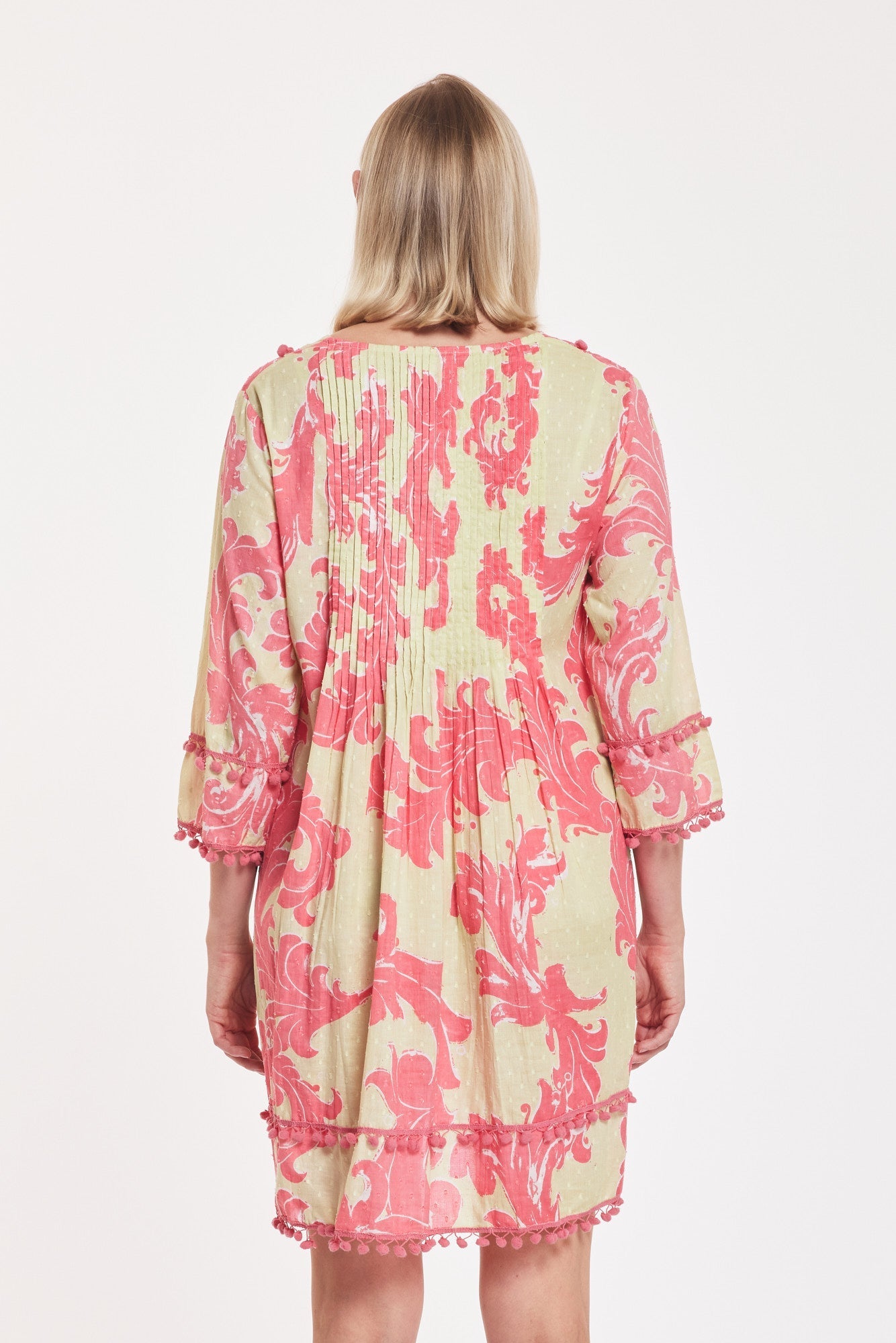 Preorder - Pamela Dress Baroque Swirl Pistachio Pink