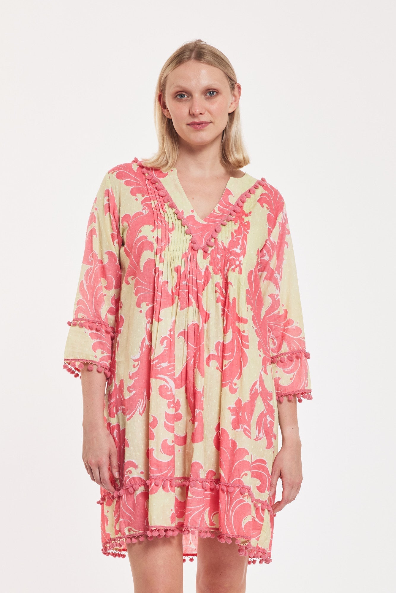 Preorder - Pamela Dress Baroque Swirl Pistachio Pink