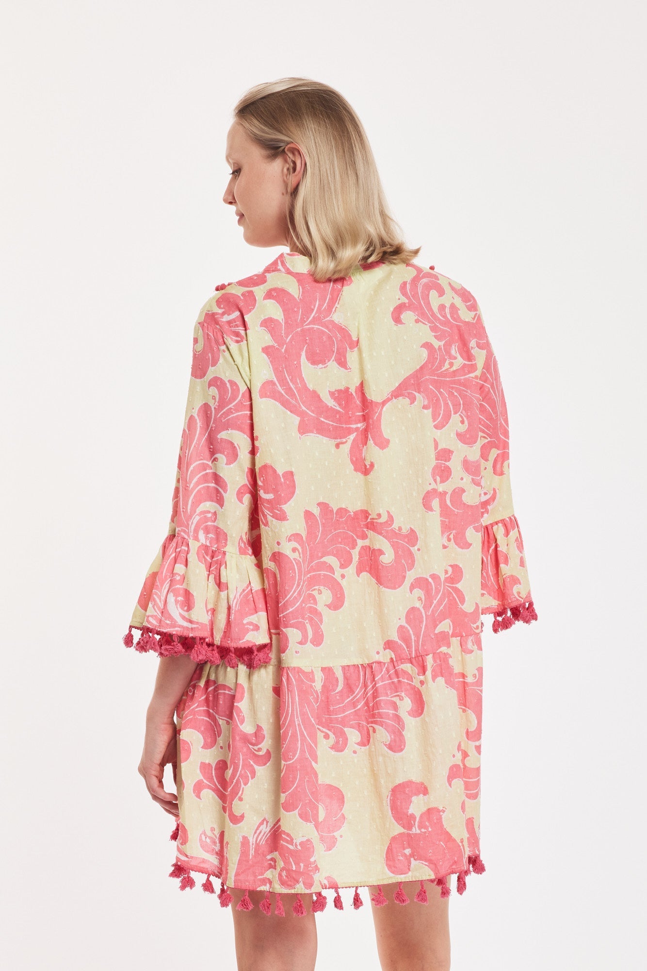 Preorder - Marilda Dress Pistachio Pink Baroque Swirl