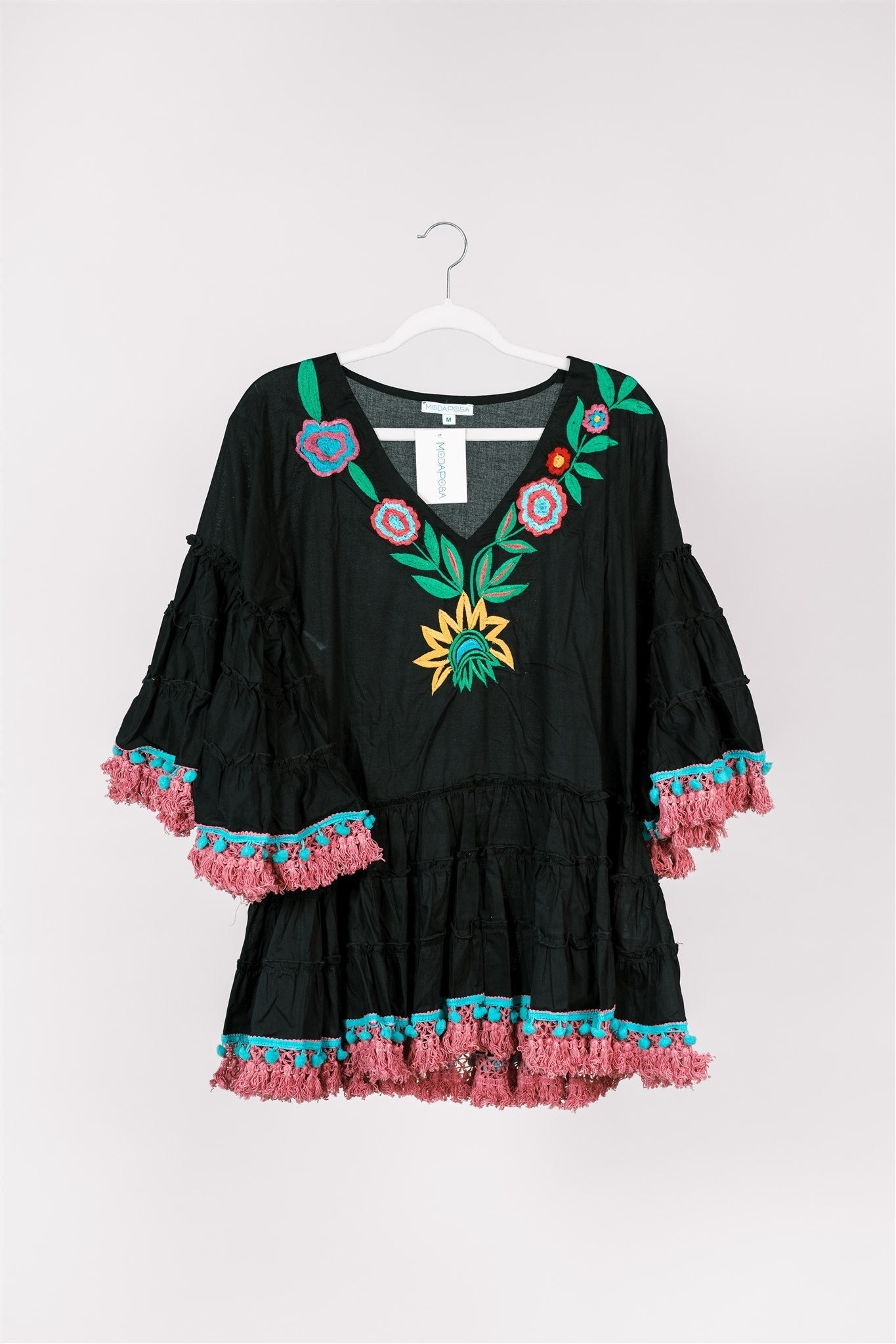 Preorder - Madrid Embroidered Blouse Black