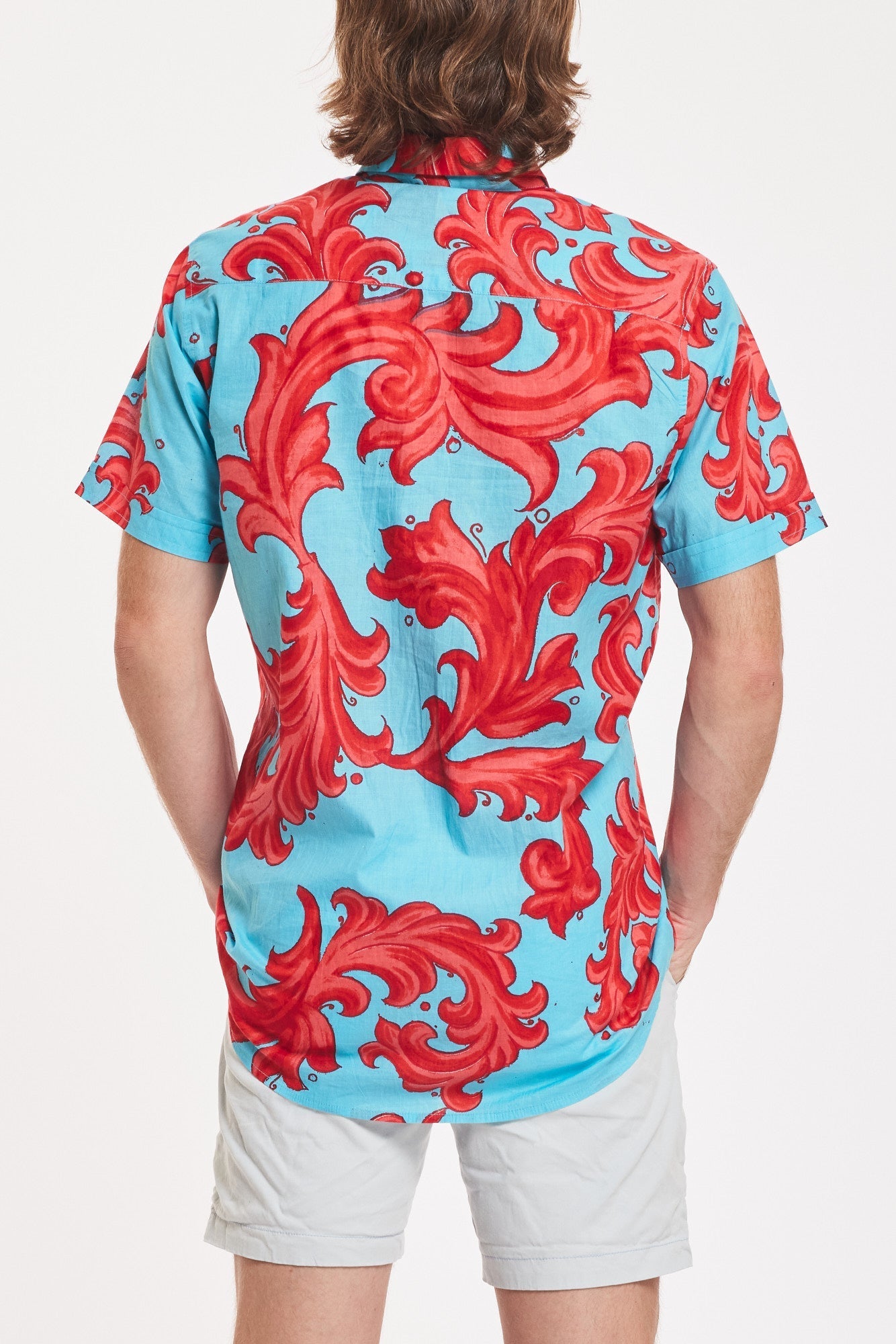 Preorder - Aurelio Men's Shirt Baroque Swirl Blue Red