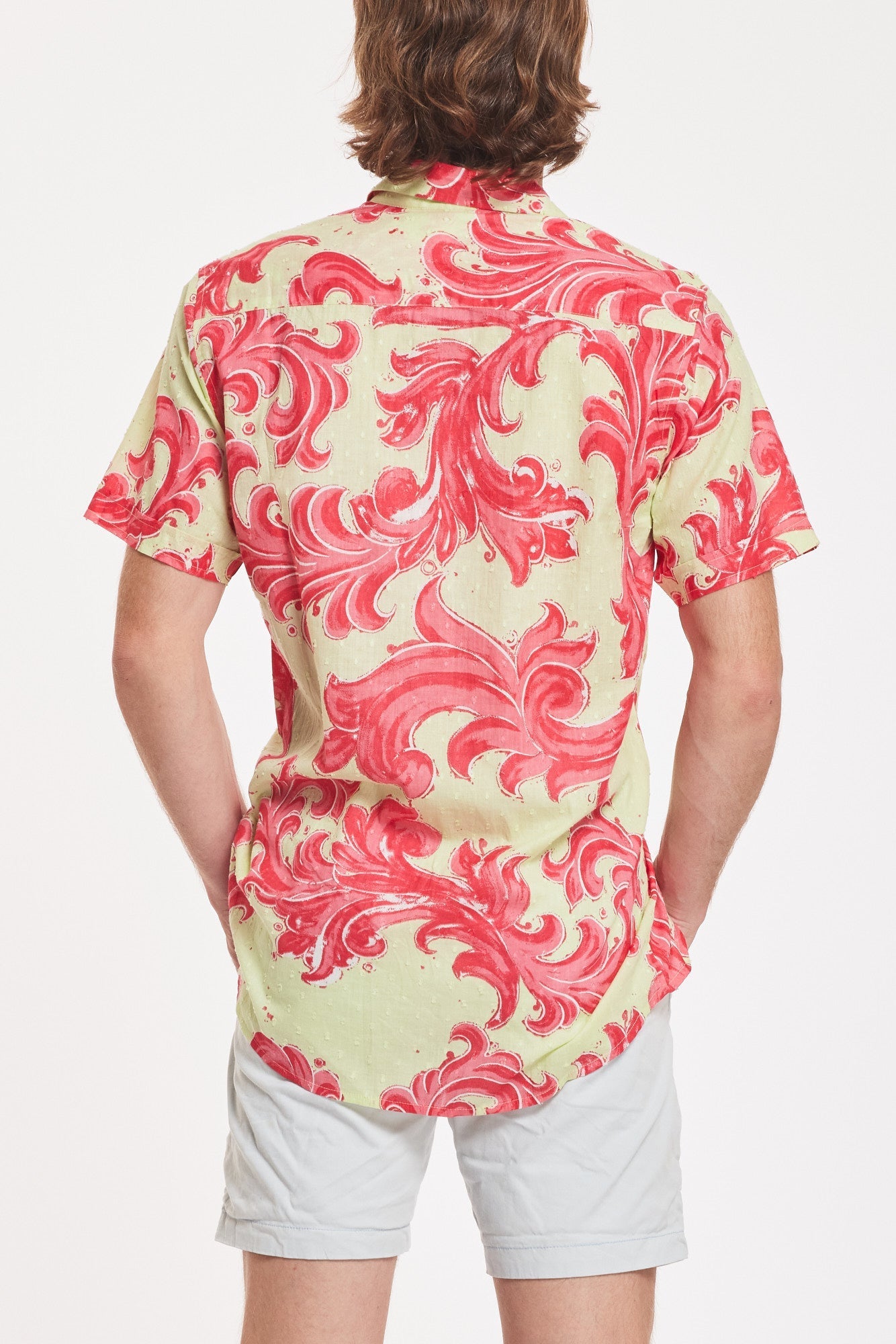 Preorder - Aurelio Men's Shirt Baroque Swirl Pistachio Pink