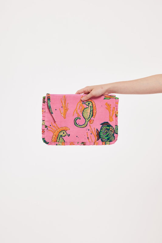 Preorder - Cecilia Bag, Clutch Sealife Pink Multi